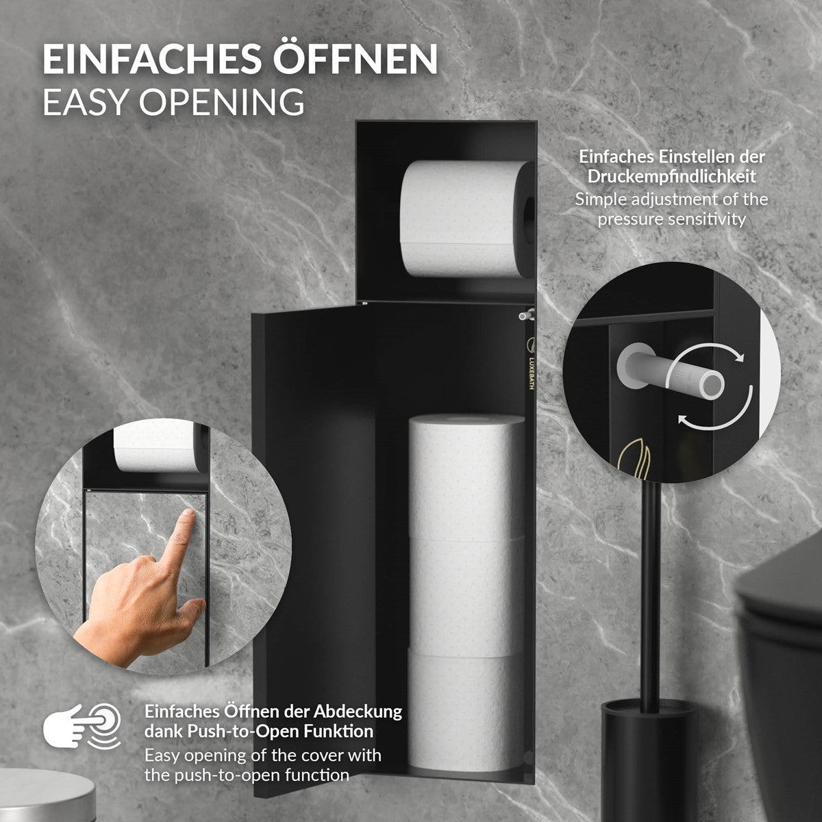 ECD Germany niche murale WC encastrée 60x20 cm noir mat