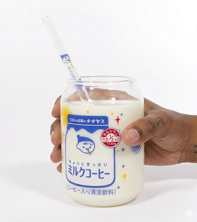 L'avant gardiste Vaisselle & Table Fun verre Milk Cup kawaii + paille