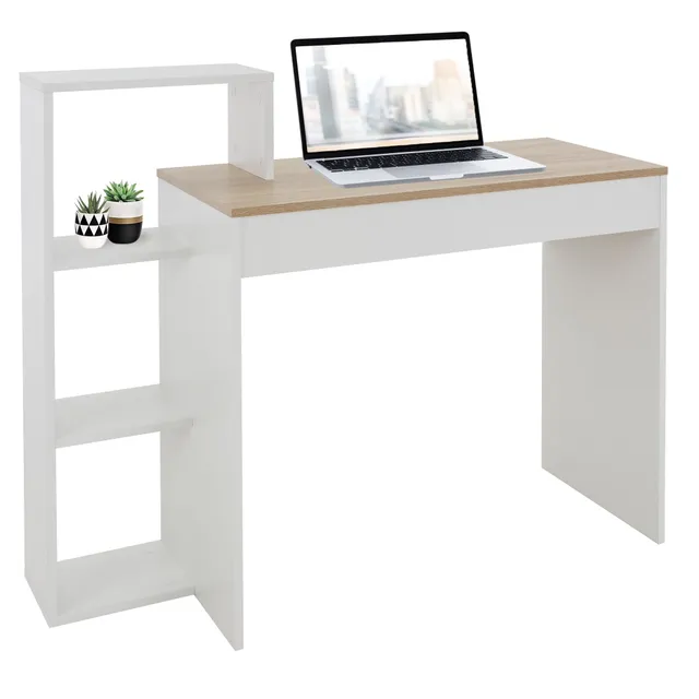 ECD Germany Möbel bureau blanc chêne sonoma 110 cm avec étagère