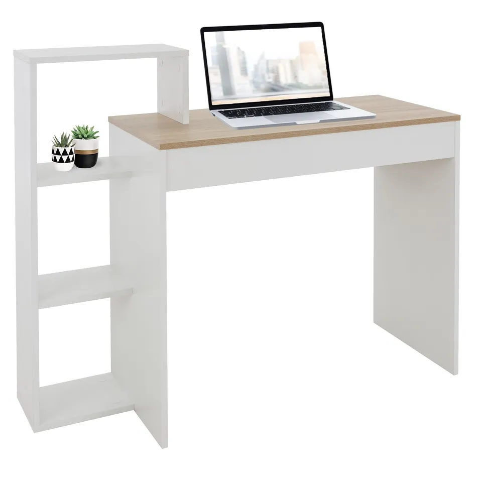 ECD Germany Möbel bureau blanc chêne sonoma 110 cm avec étagère