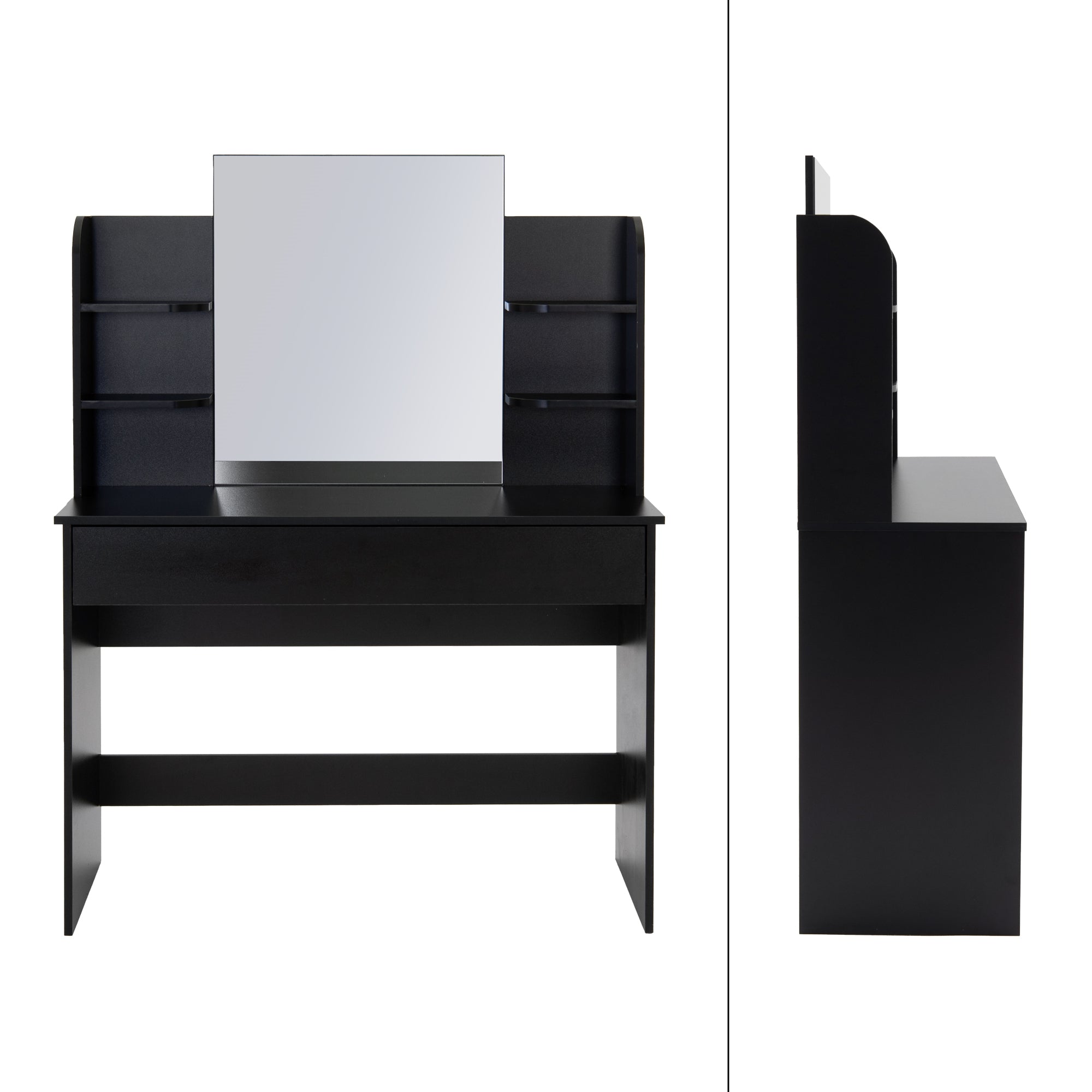 ECD Germany Möbel coiffeuse noire avec miroir 108x40x140 tiroir