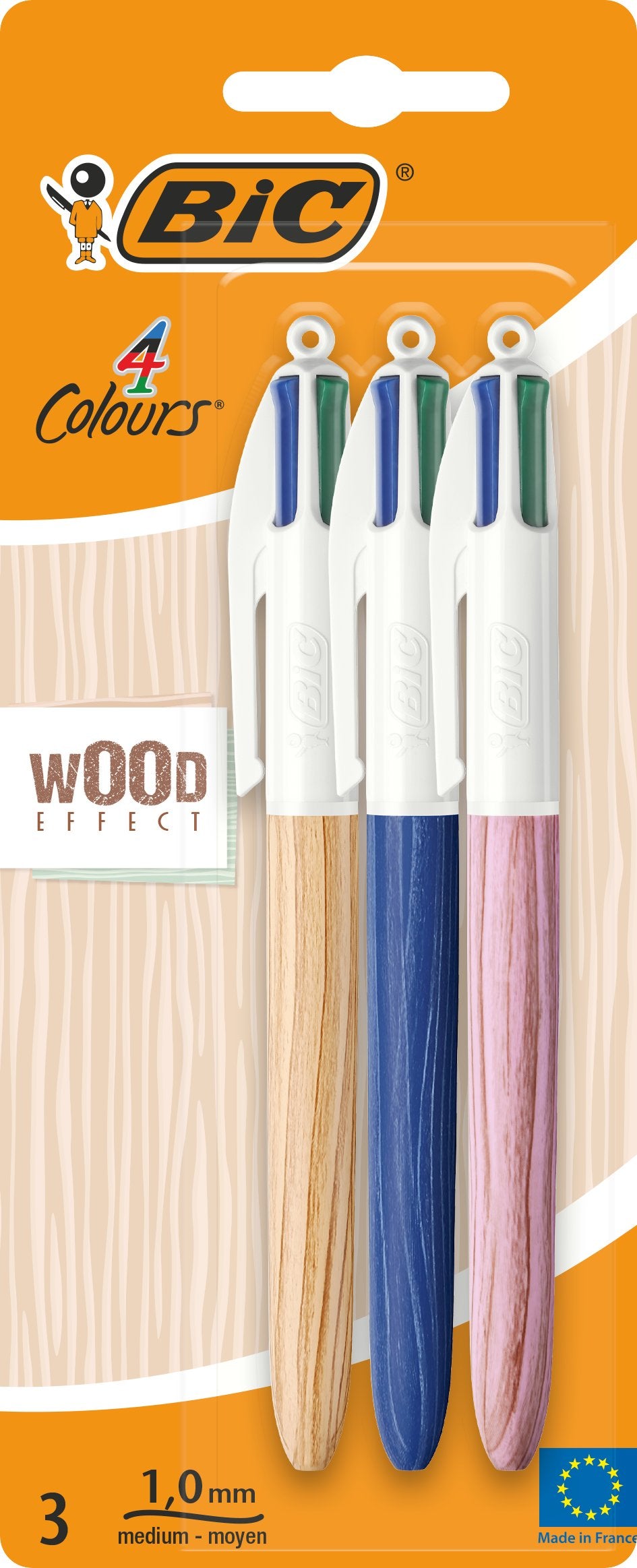 Stokomani Scolaire Lot 3 Stylos 4 Couleurs Wood Multicolore