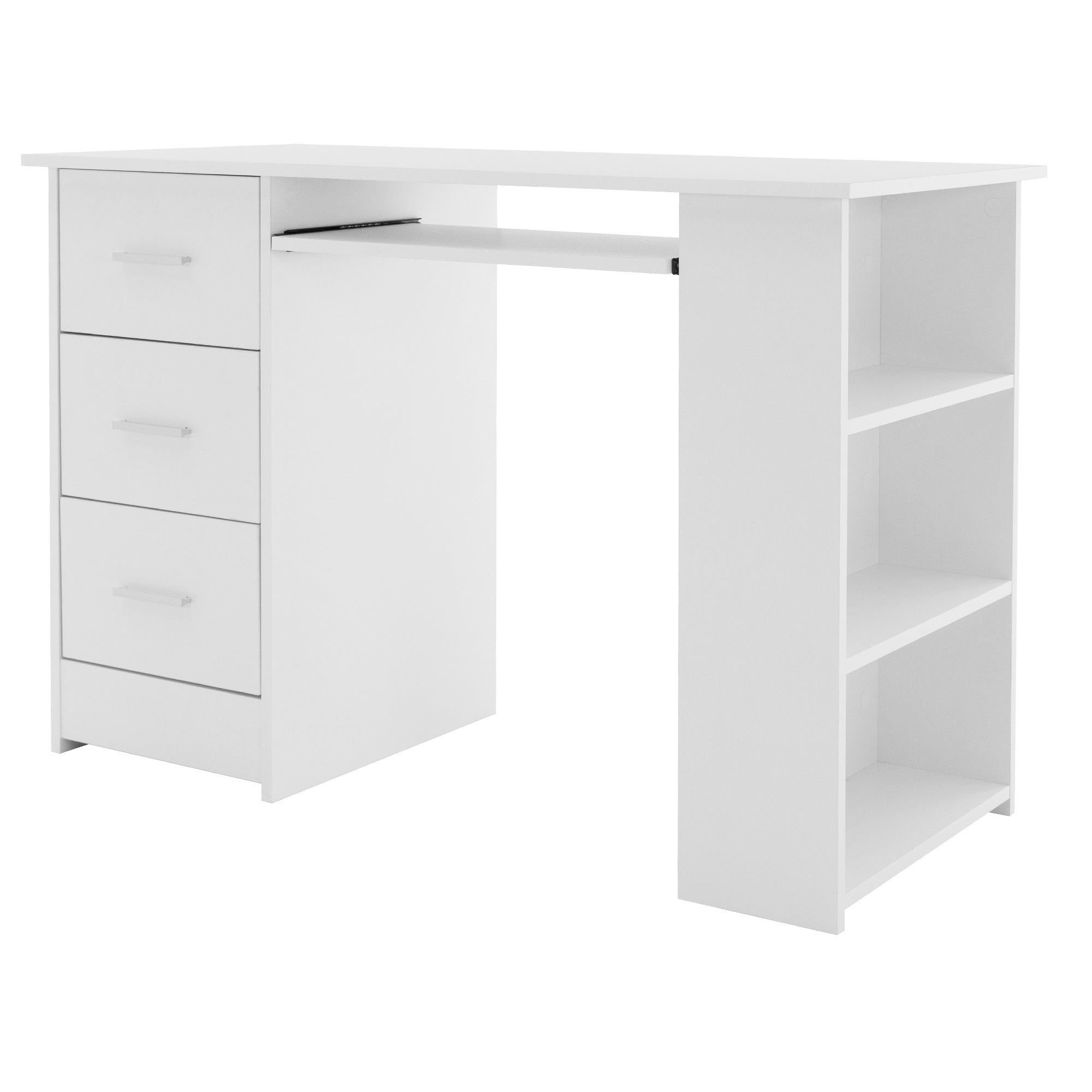 ECD Germany ML-Design bureau blanc 110x49x75 3 tiroirs