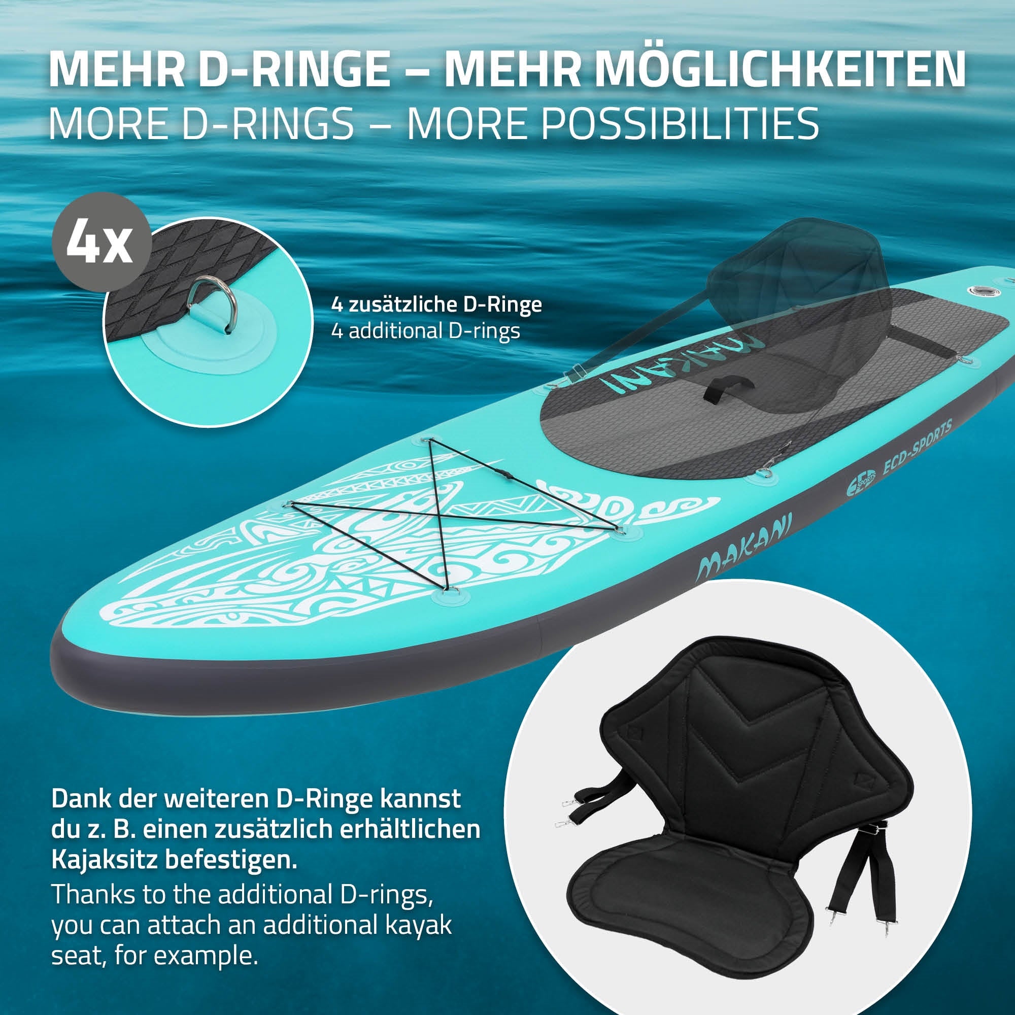 ECD Germany Makani 320 paddle gonflable turquoise 320x80x15