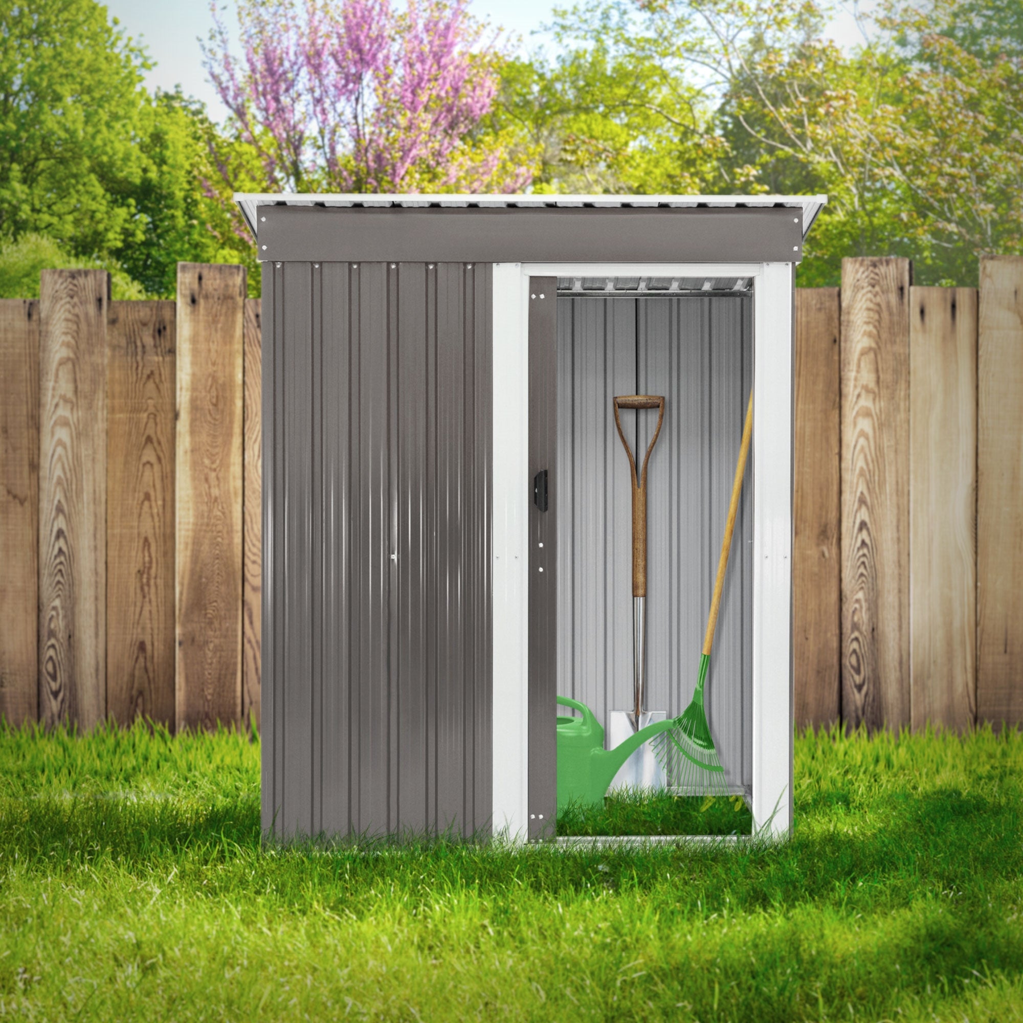 ECD Germany Garten abri jardin 150x184x76 cm gris clair métal