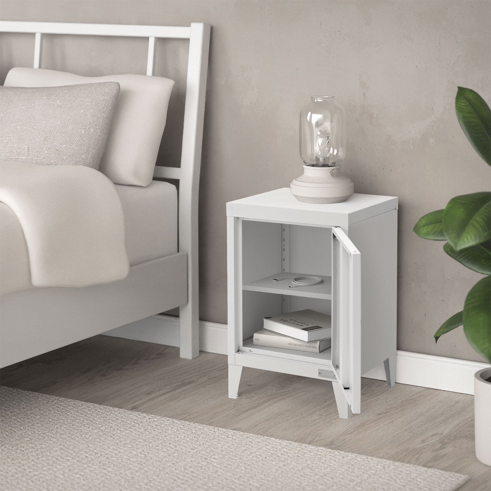 ECD Germany ML Design chevet blanc 40x30x58 cm acier
