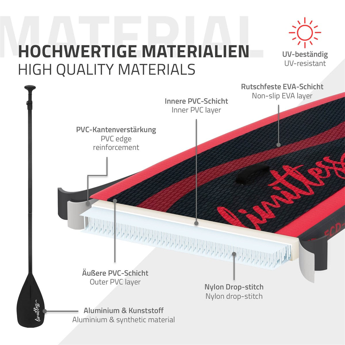 ECD Germany Limitless paddle gonflable rouge 308 cm + pompe