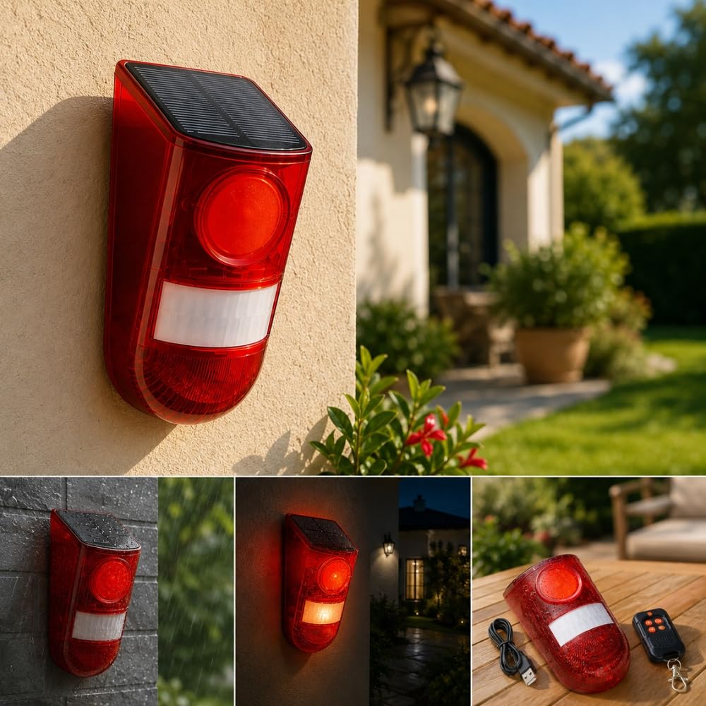 Shop-Story Bricolage Alarme Solaire Extérieure 129 dB + Télécommande