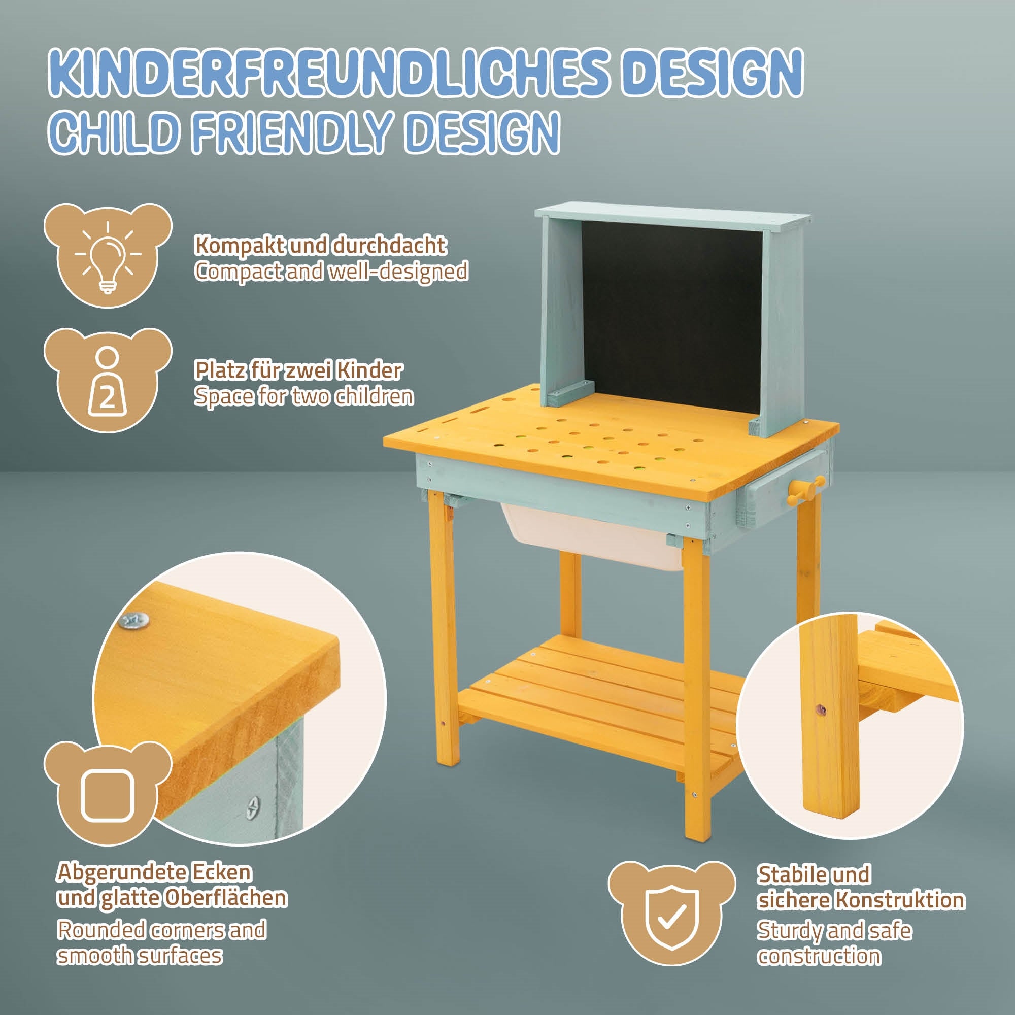 ECD Germany Kinder Joyz établi enfant bois avec accessoires