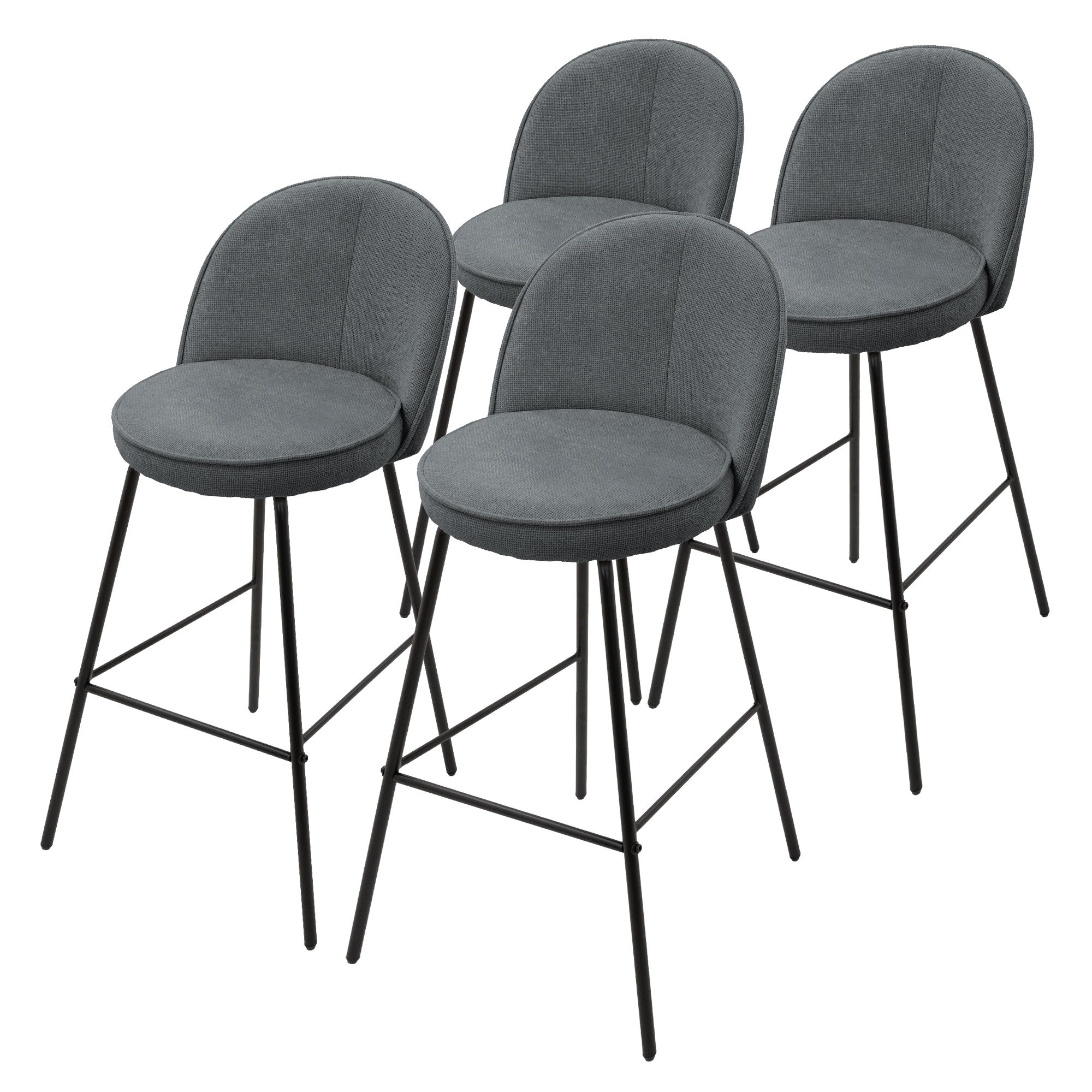 ECD Germany ML-Design lot 4 tabourets de bar anthracite dossier