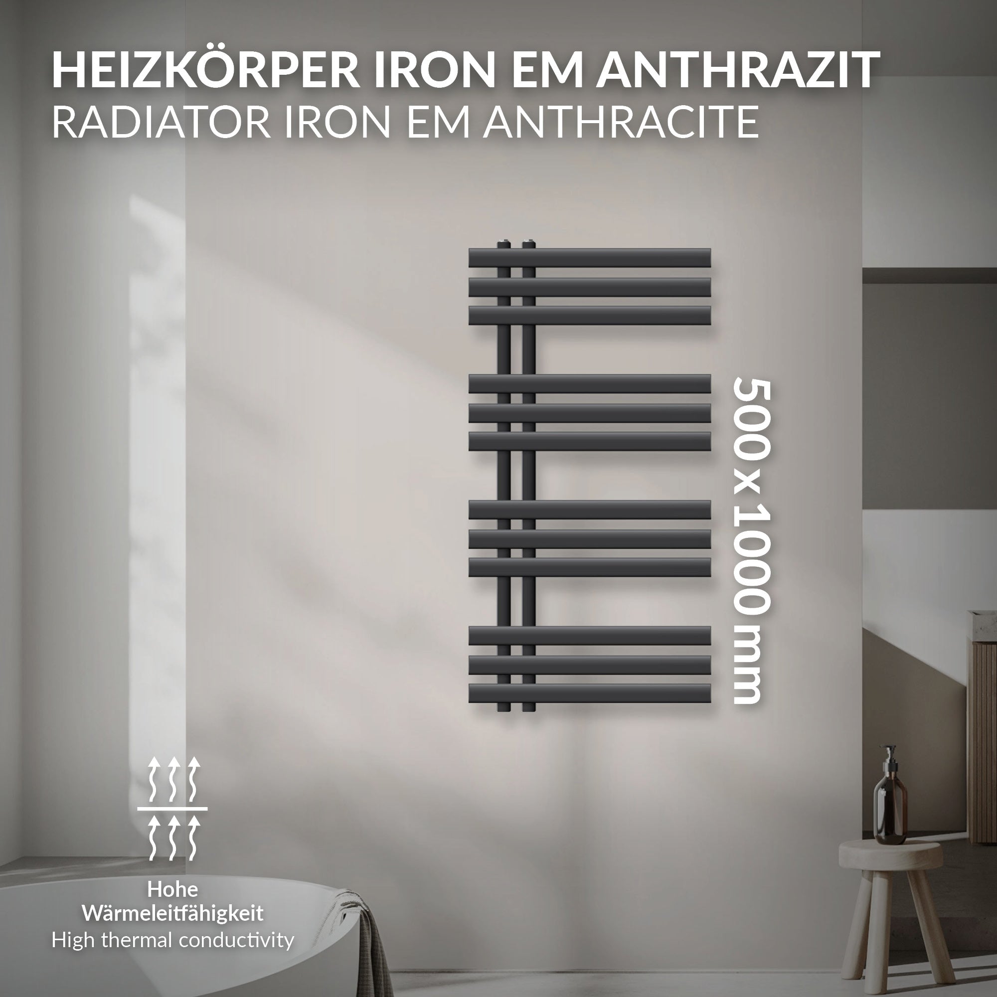 ECD Germany Heizungen Iron EM sèche-serviettes anthracite 500x1200