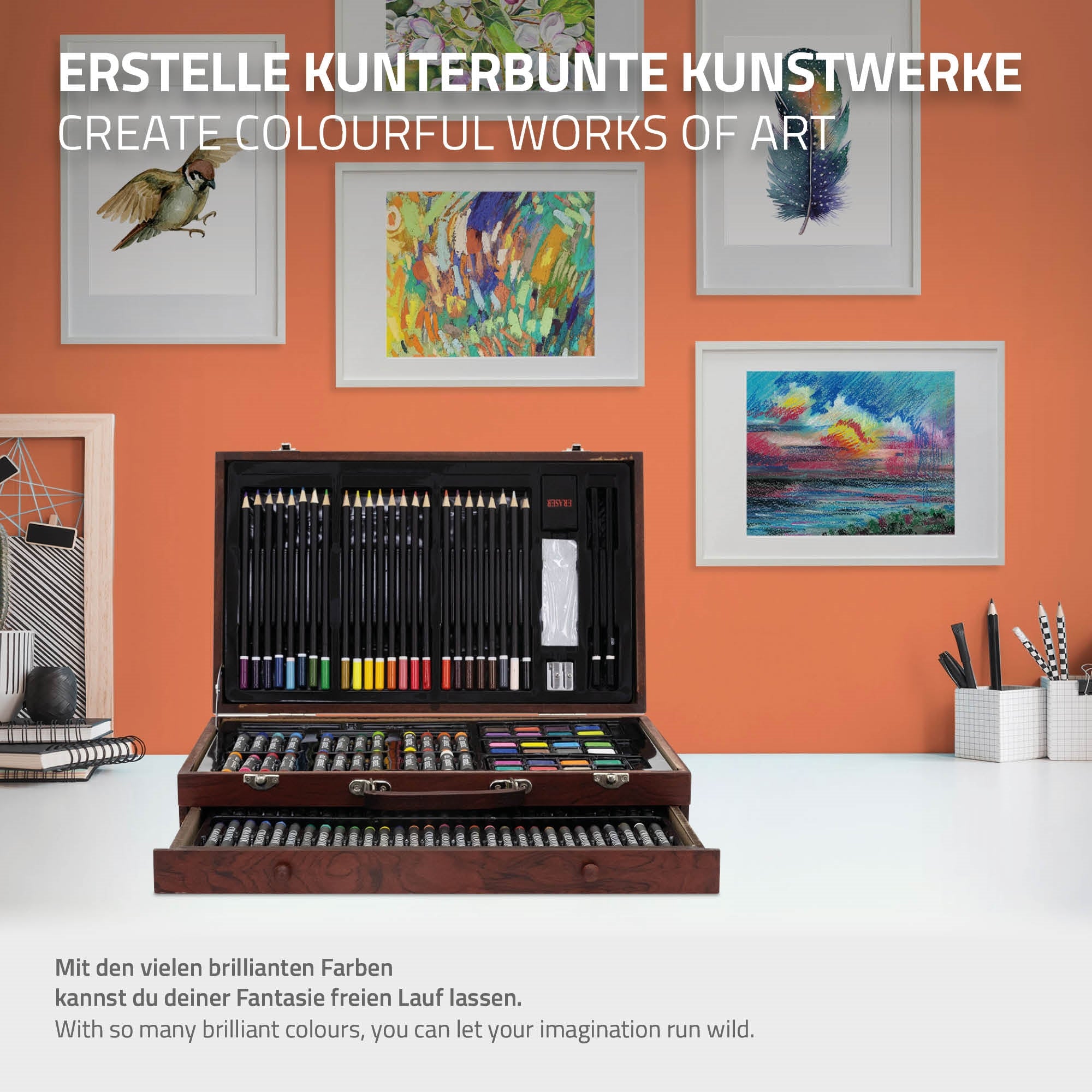 ECD Germany mallette dessin bois 141 pièces enfant