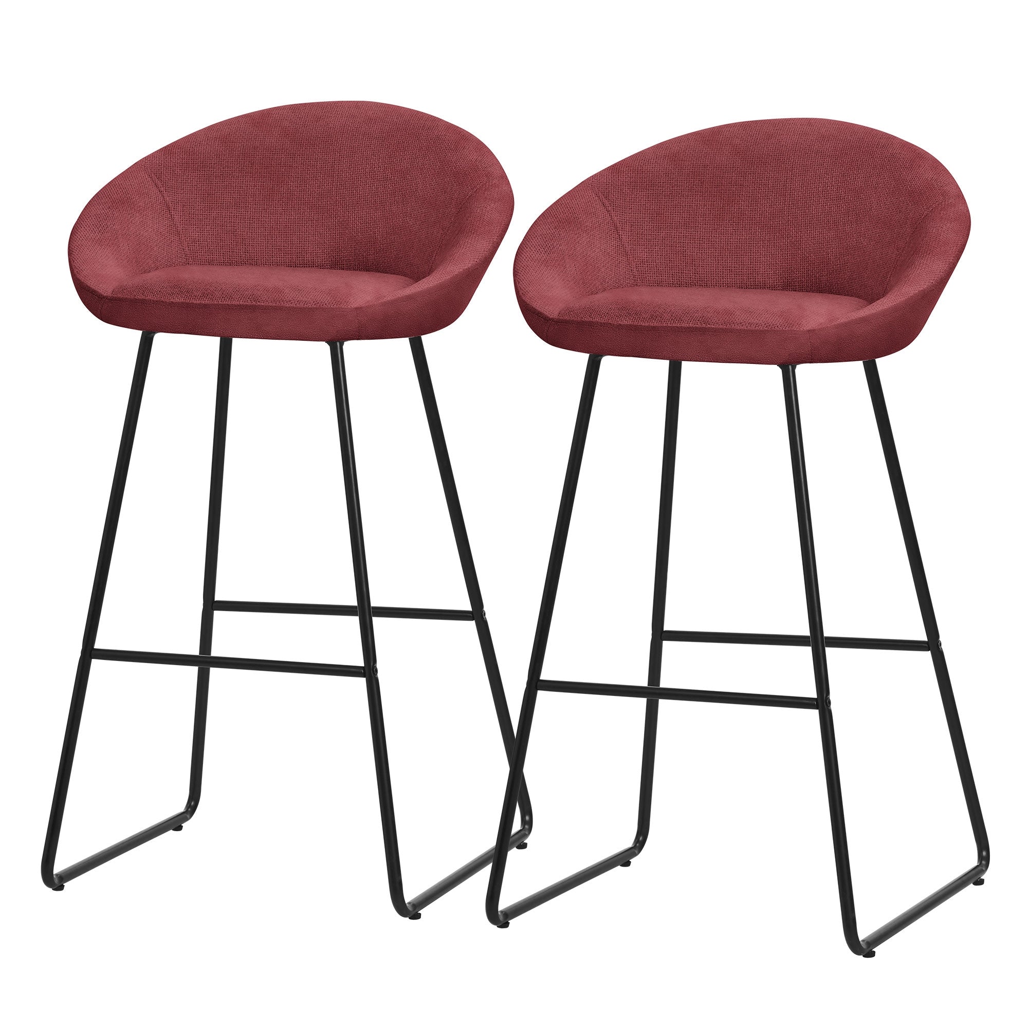 ECD Germany Möbel tabouret de bar rouge lot de 2 rembourré
