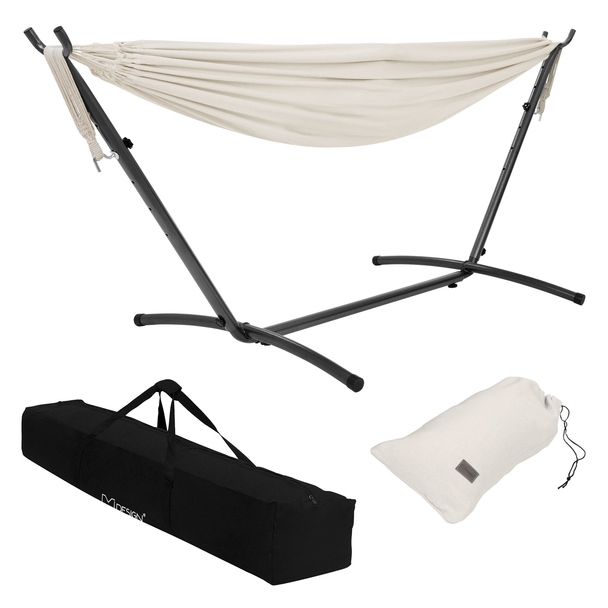 ML-Design hamac XXL noir 255cm avec support acier 250kg