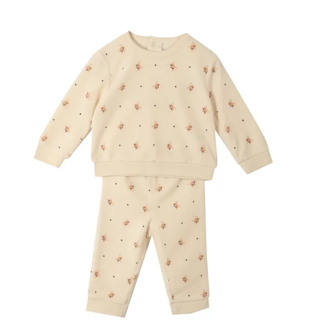 Stokomani Ensemble en velours beige bébé 2 pièces