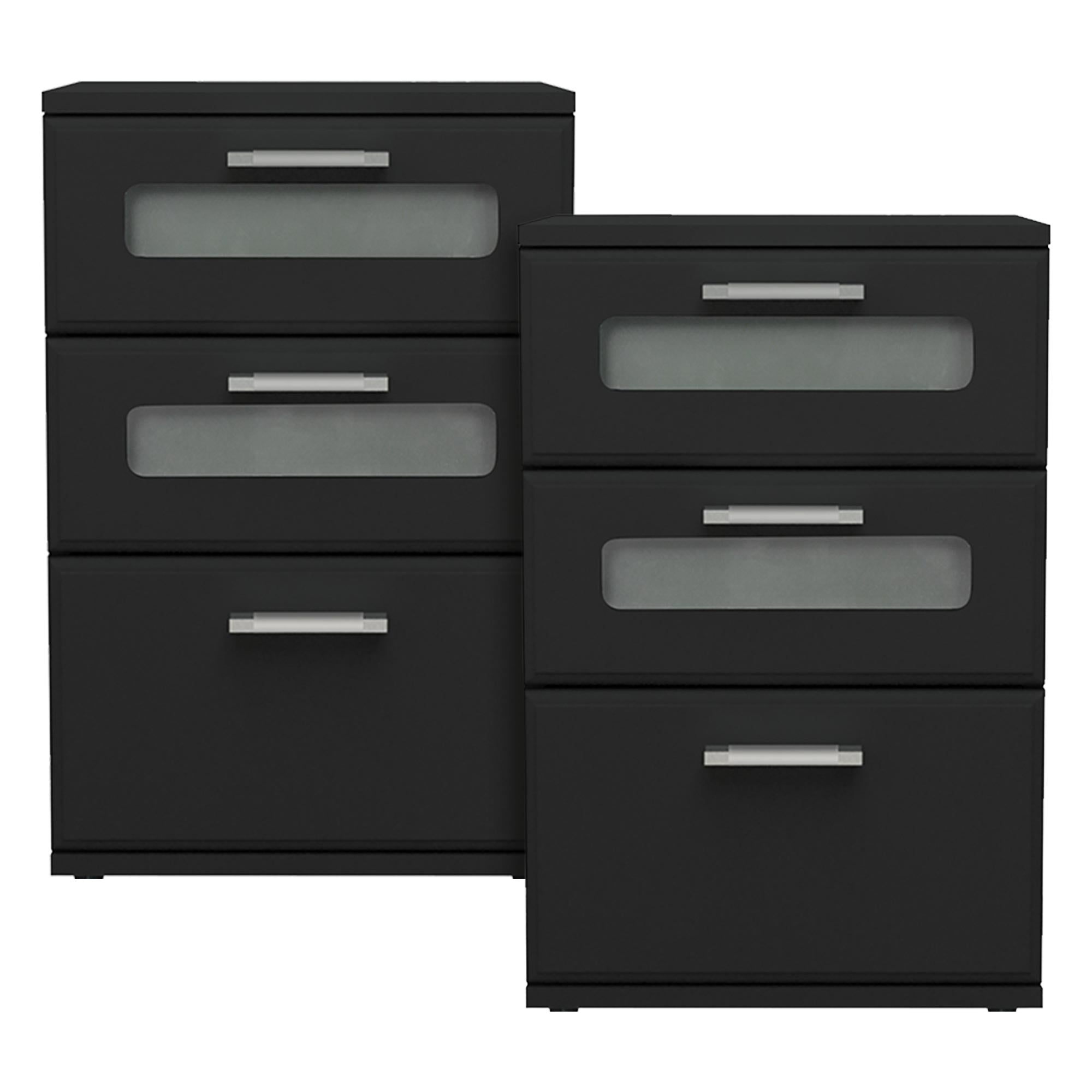 ECD Germany ML-Design table de chevet 3 tiroirs noir 40x60x38 cm