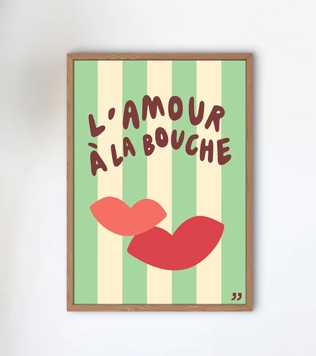 L'amour à la bouche poster déco murale couple