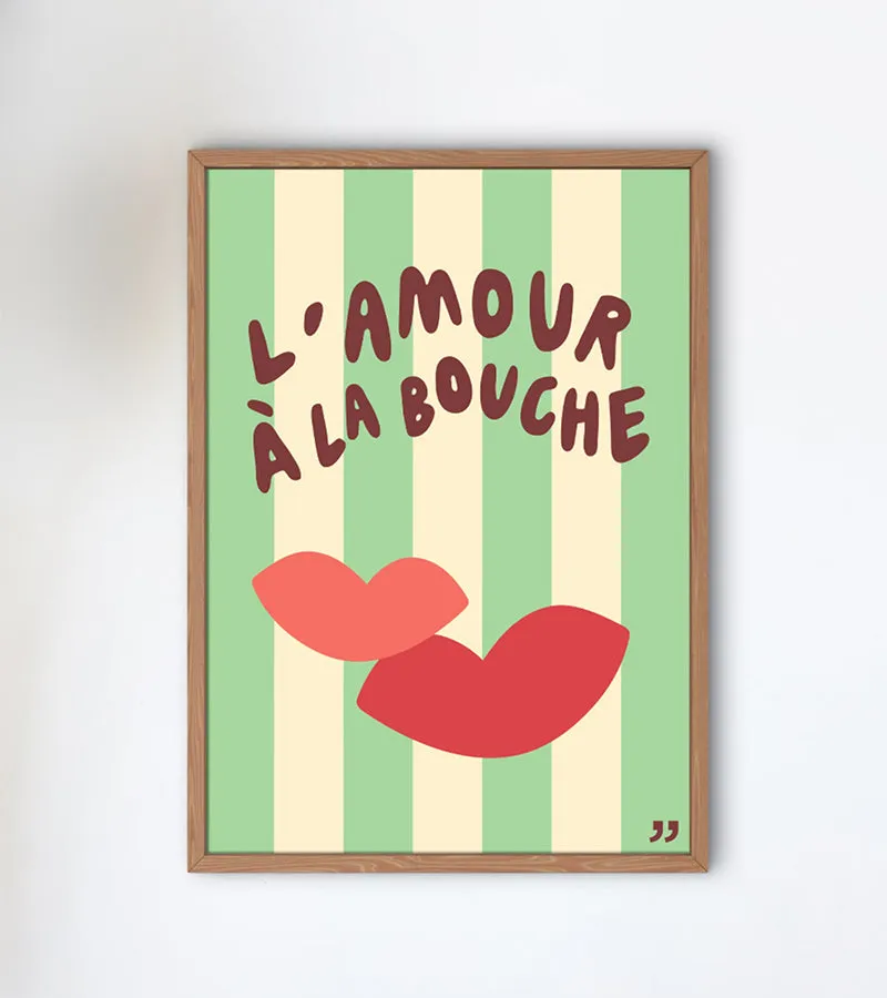 L'amour à la bouche poster déco murale couple