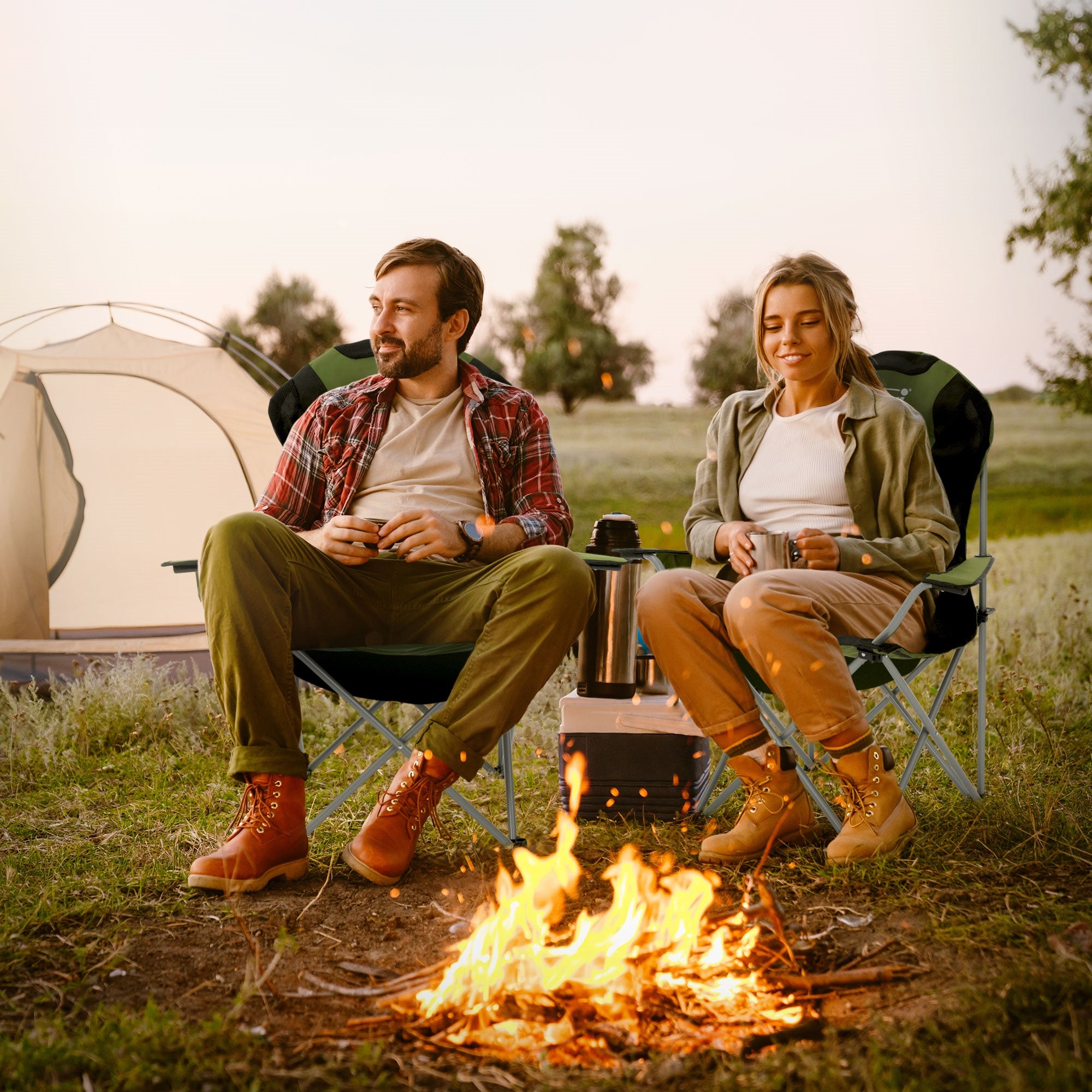 ECD Germany Hauki chaise camping pliable kaki 150 kg