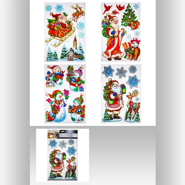 Stokomani Fêtes Stickers Noël vitres 29x41 cm tradition paillettes