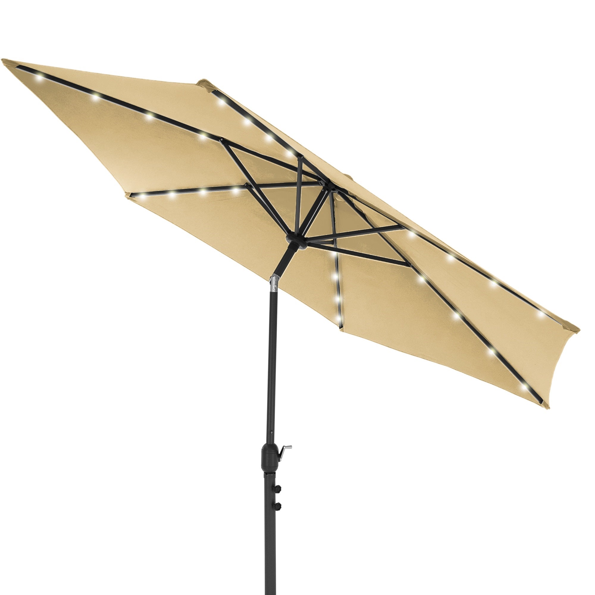 ECD Germany Garten parasol 300 cm marron LED solaire