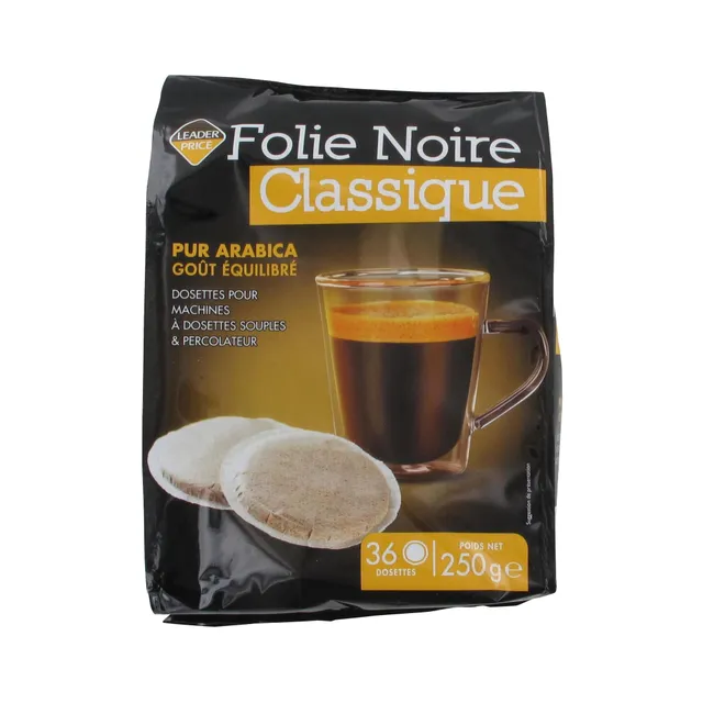 Leader Price Folie Noire café pur arabica 250g dosettes