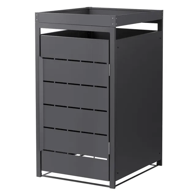 ECD Germany Garten Cache-Poubelle Acier 1 Bac Anthracite