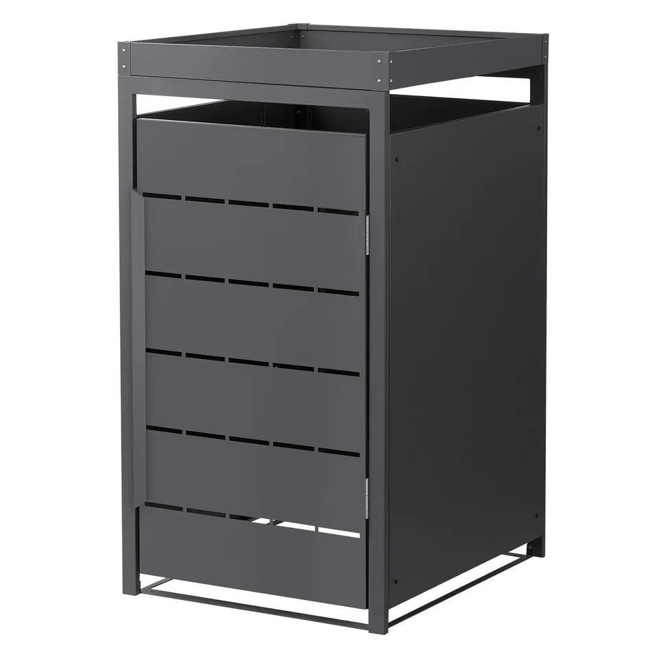 ECD Germany Garten Cache-Poubelle Acier 1 Bac Anthracite