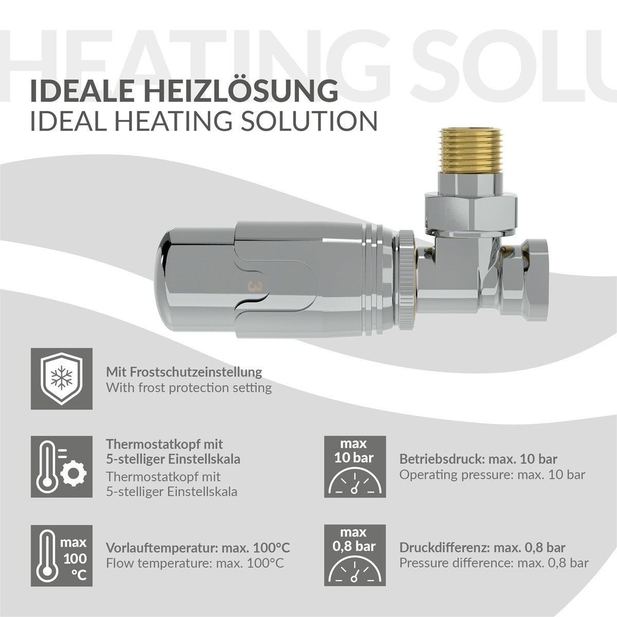 LuxeBath vanne thermostatique radiateur chromé 1/2" coudée