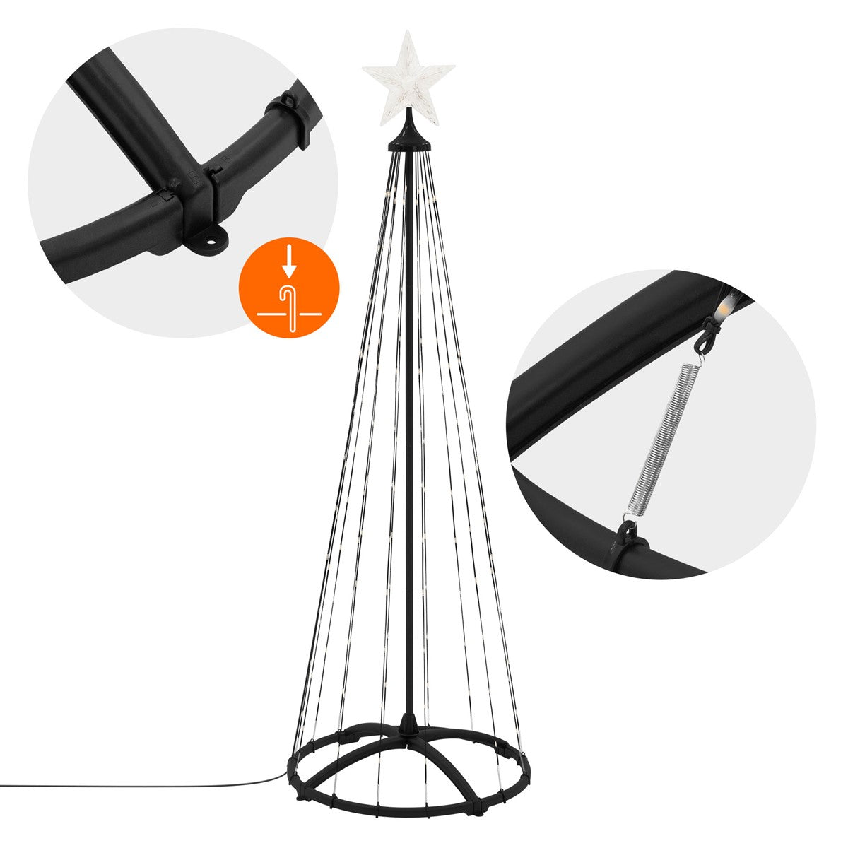 ECD Germany déco sapin LED extérieur blanc chaud 150 cm