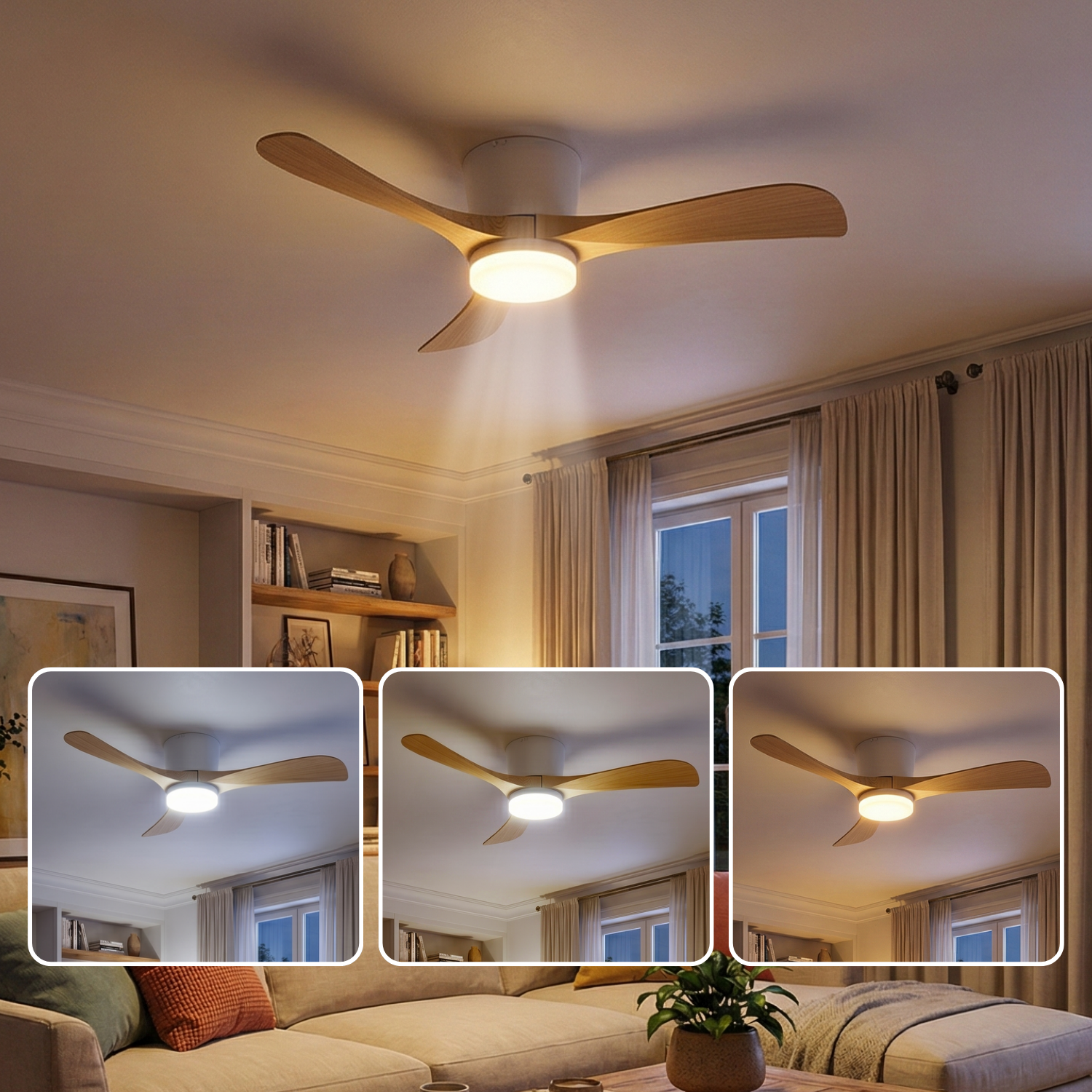 Red Deco Aliya 132cm ventilateur plafond LED télécommande