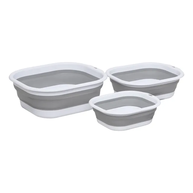 Stokomani Lot 3 Bassines rétractables 3L 5L 10L pliable