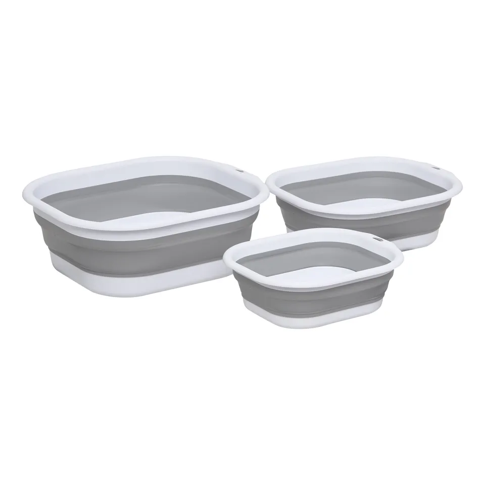 Stokomani Lot 3 Bassines rétractables 3L 5L 10L pliable