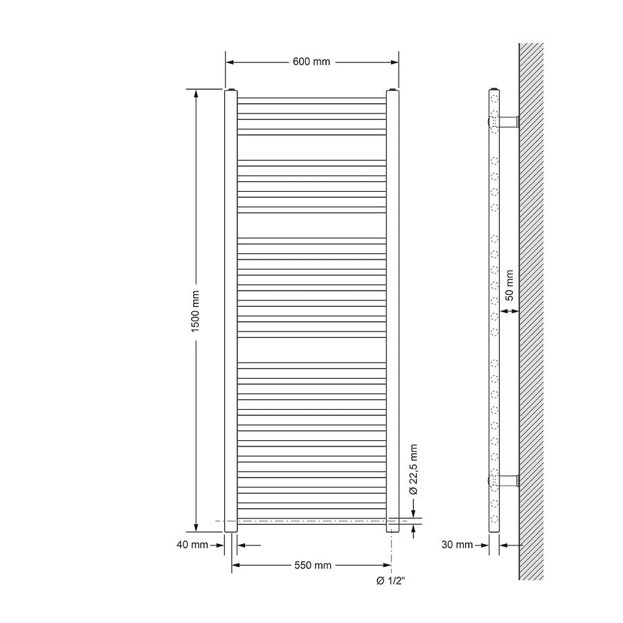 ECD Germany sèche-serviettes électrique 900W 60x150 anthracite