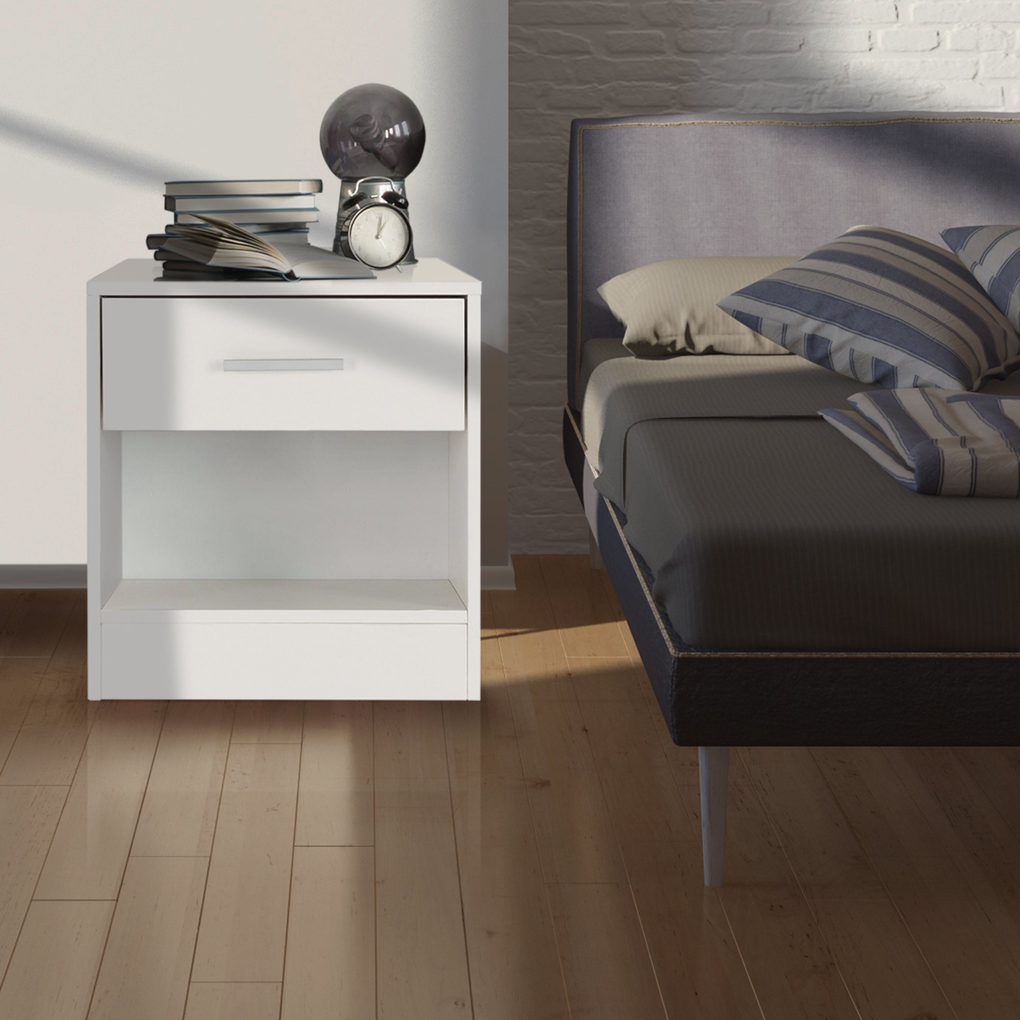 ML-Design chevet table de nuit blanche 36,5x38,5x30 tiroir