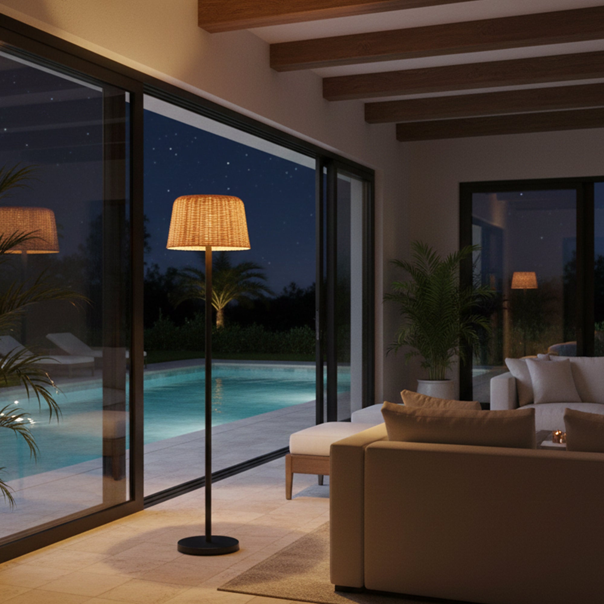 Red Deco Mateo Solar lampadaire solaire rotin H160cm LED