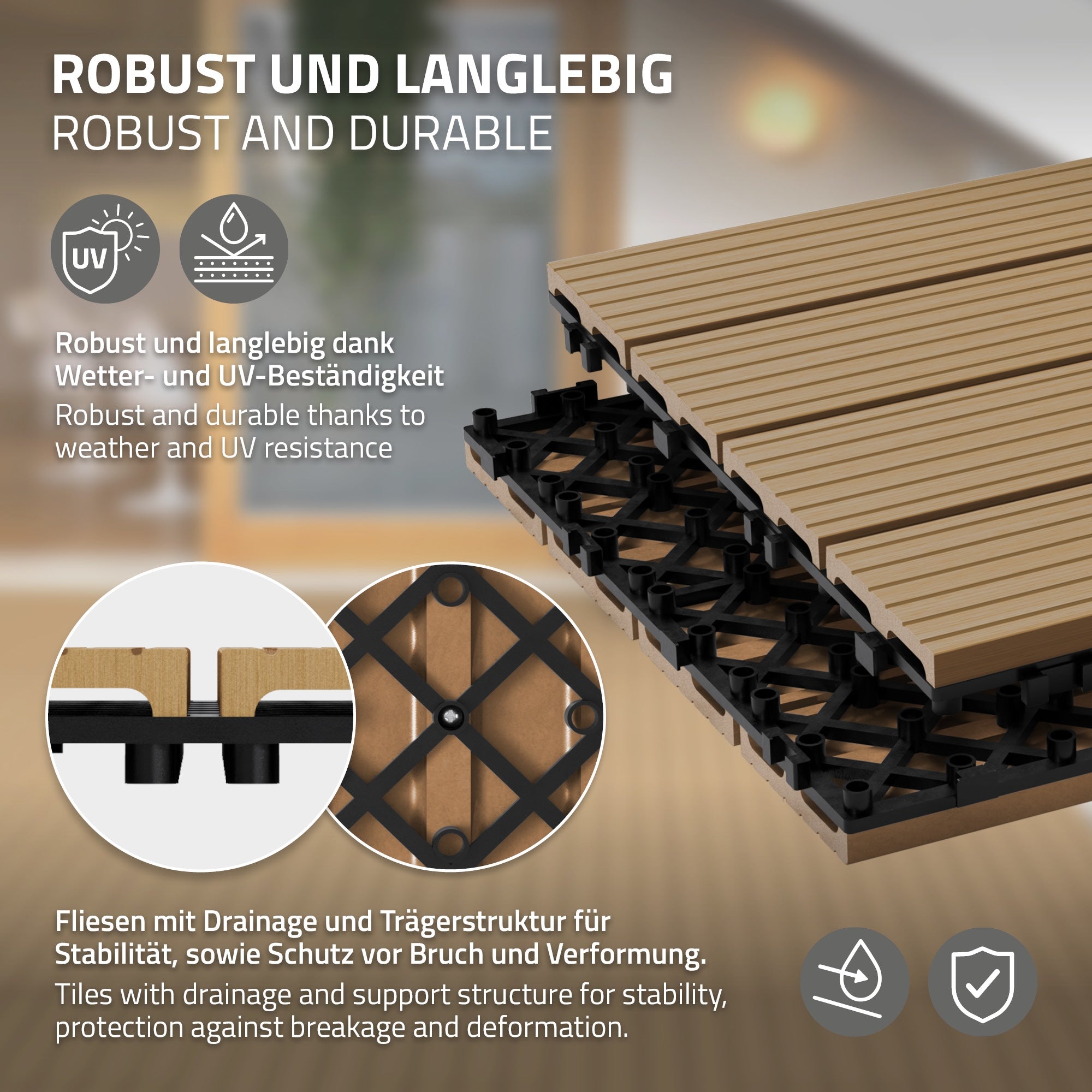 ECD Germany dalle terrasse WPC teck 60x30 cm lot 2 m²