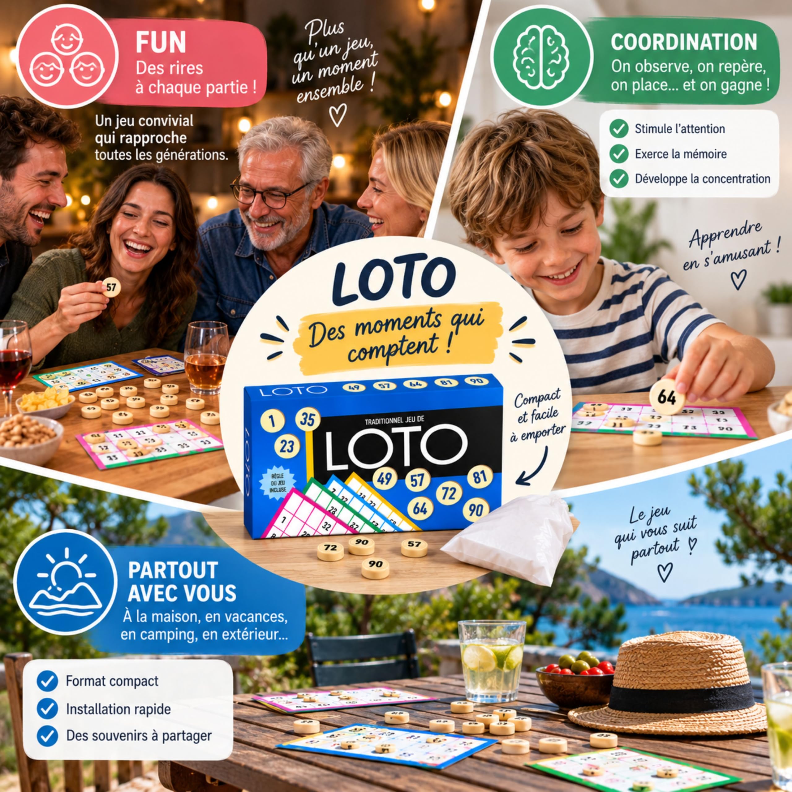 Shop-Story Loisirs jeu loto voyage 36 cartons 18x11cm