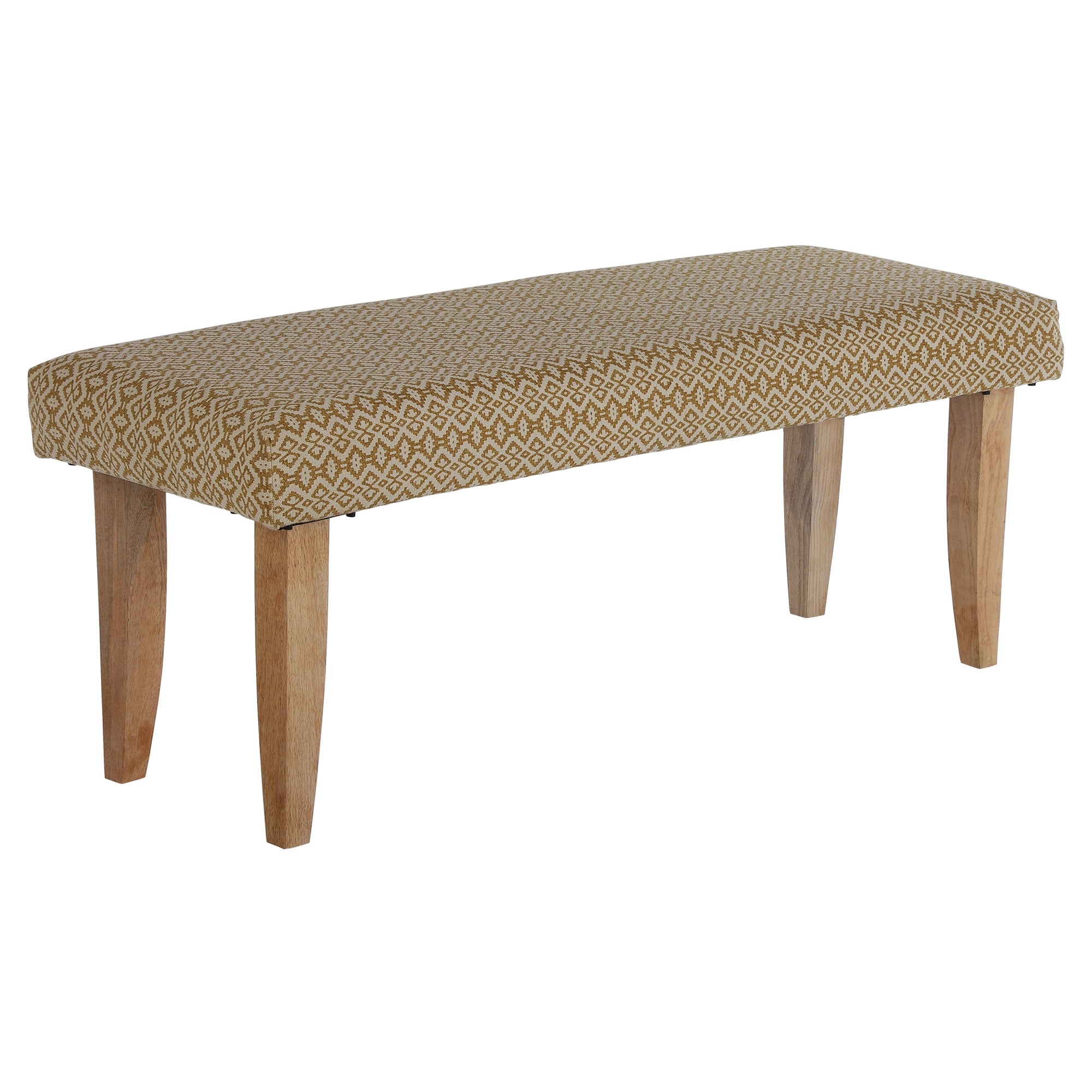 WOMO-Design banc tissu blanc doré 120x48x40 pieds bois