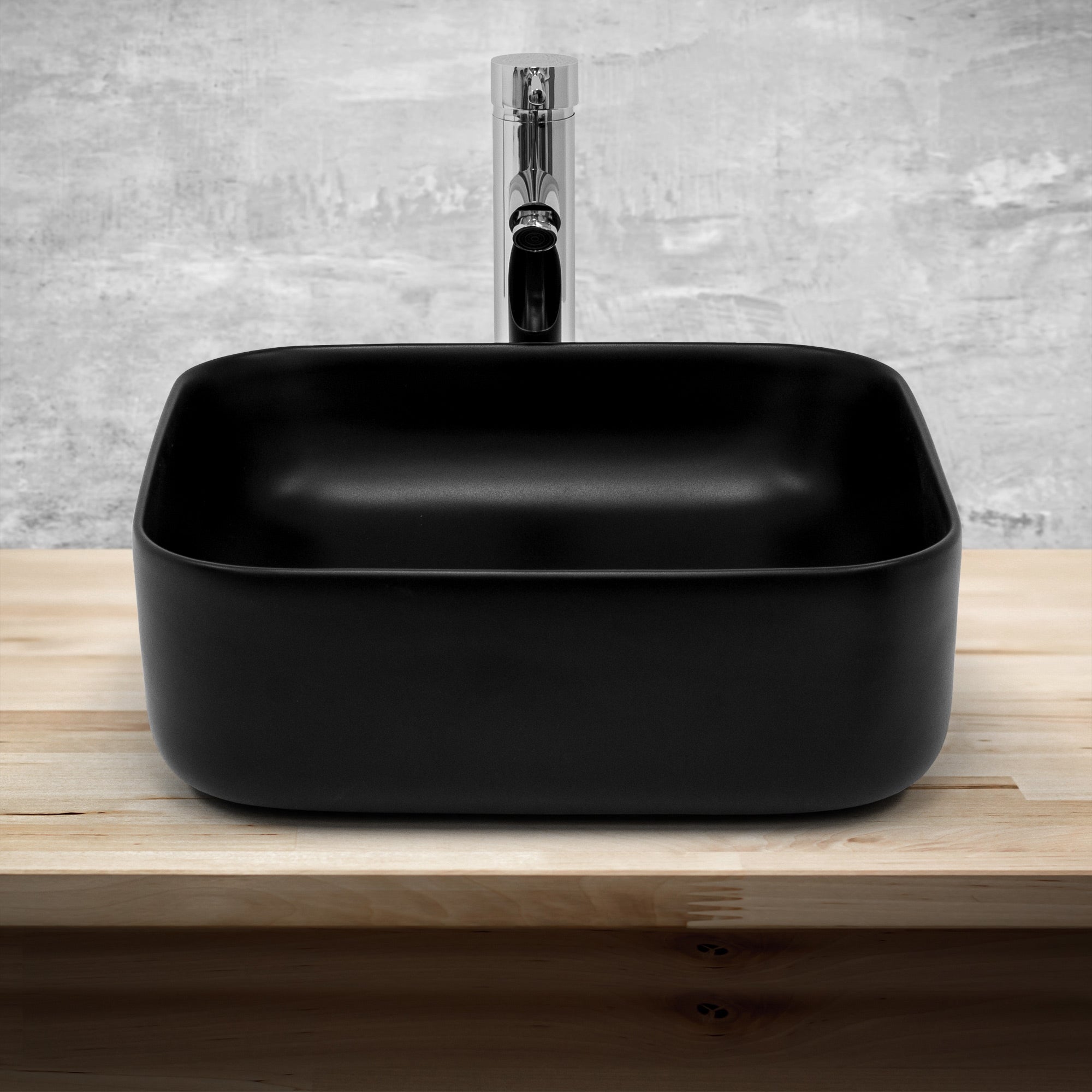 ECD Germany Sanitär vasque à poser noire 39,5cm céramique+bonde