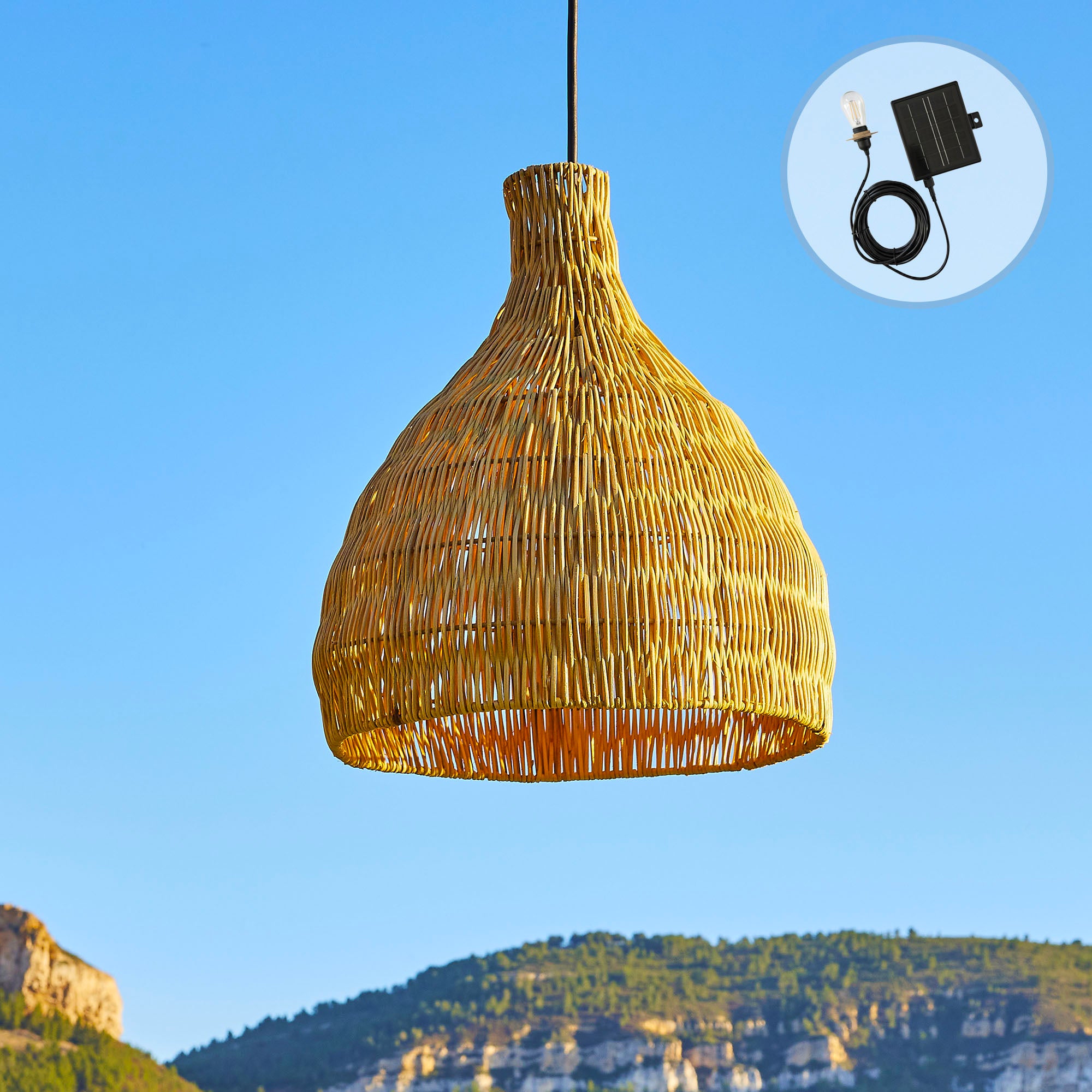 Red Deco Bella Solar suspension solaire rotin blanc chaud