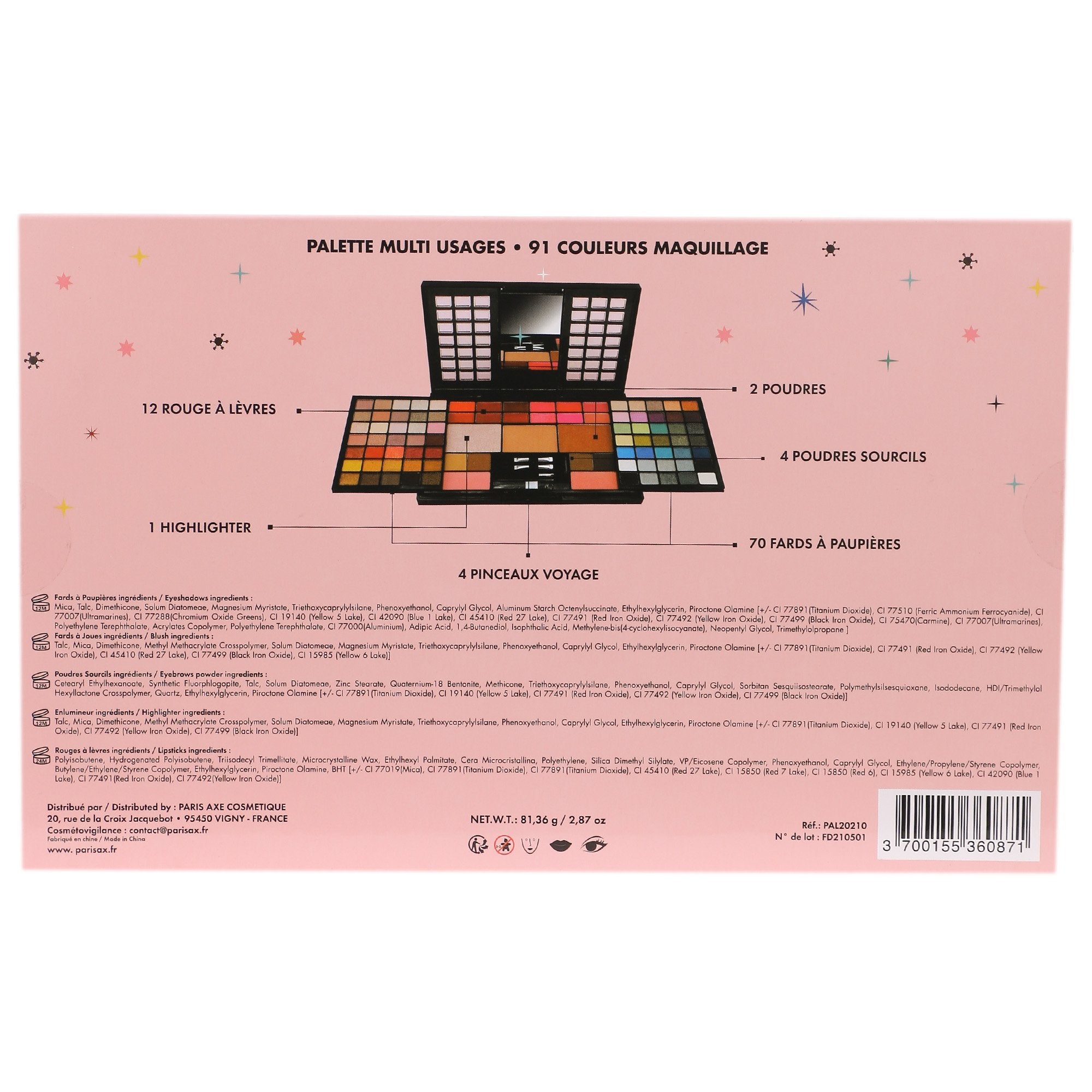 Palette maquillage multi-usages teint et yeux complète
