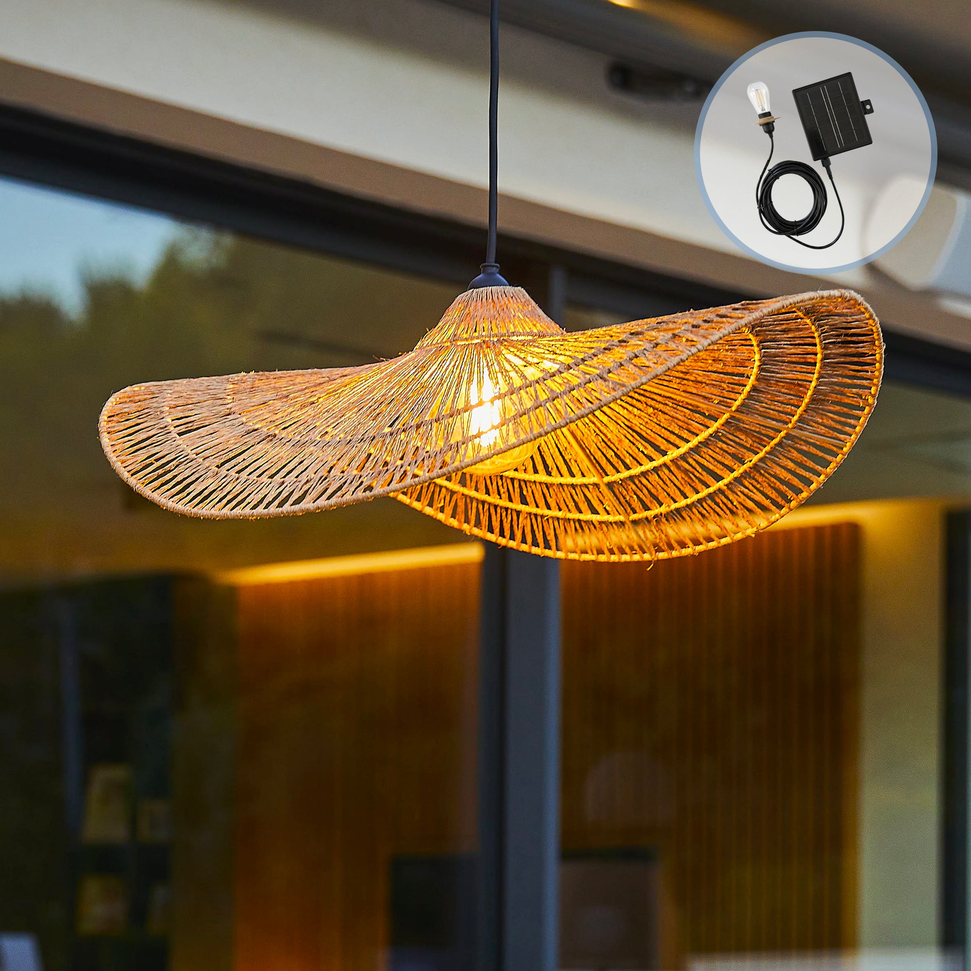 Red Deco Marbella Solar suspension solaire jute 62 cm 80 lm