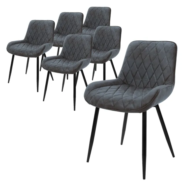 ECD Germany Möbel lot 6 chaises anthracite similicuir losange