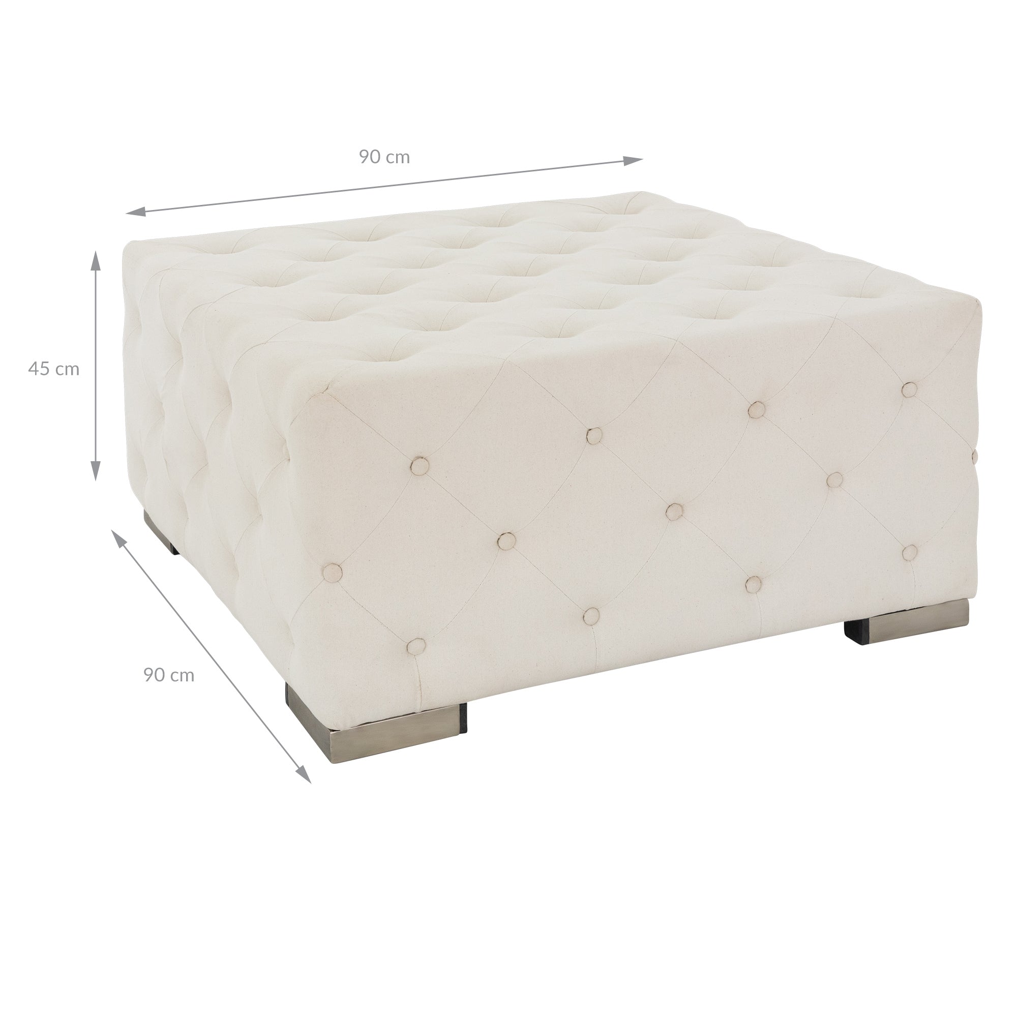 ECD Germany Möbel pouf XXL crème 90x45x90 cm lin