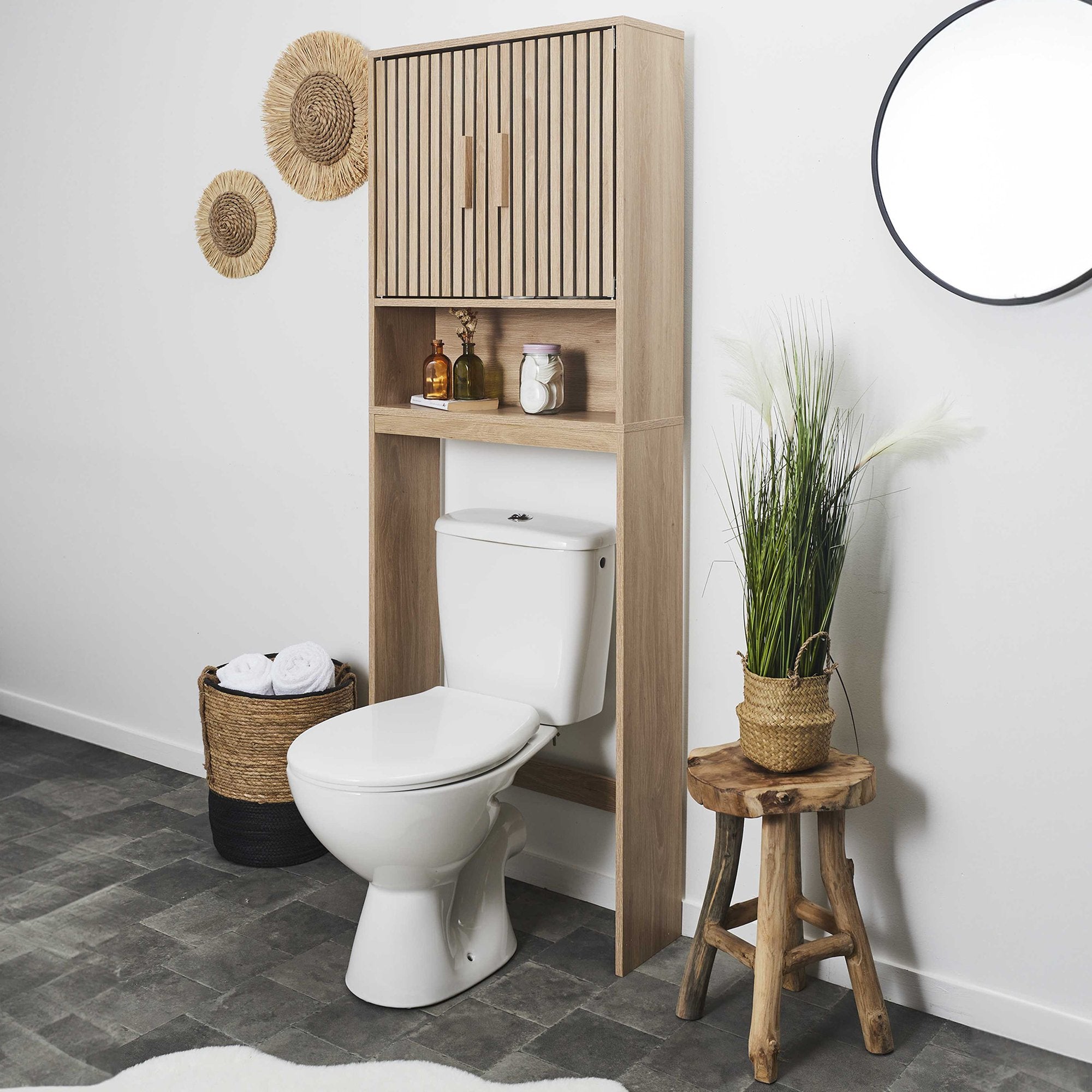 Stokomani Maison Meuble dessus WC Klaus bois étagère 60x20x166