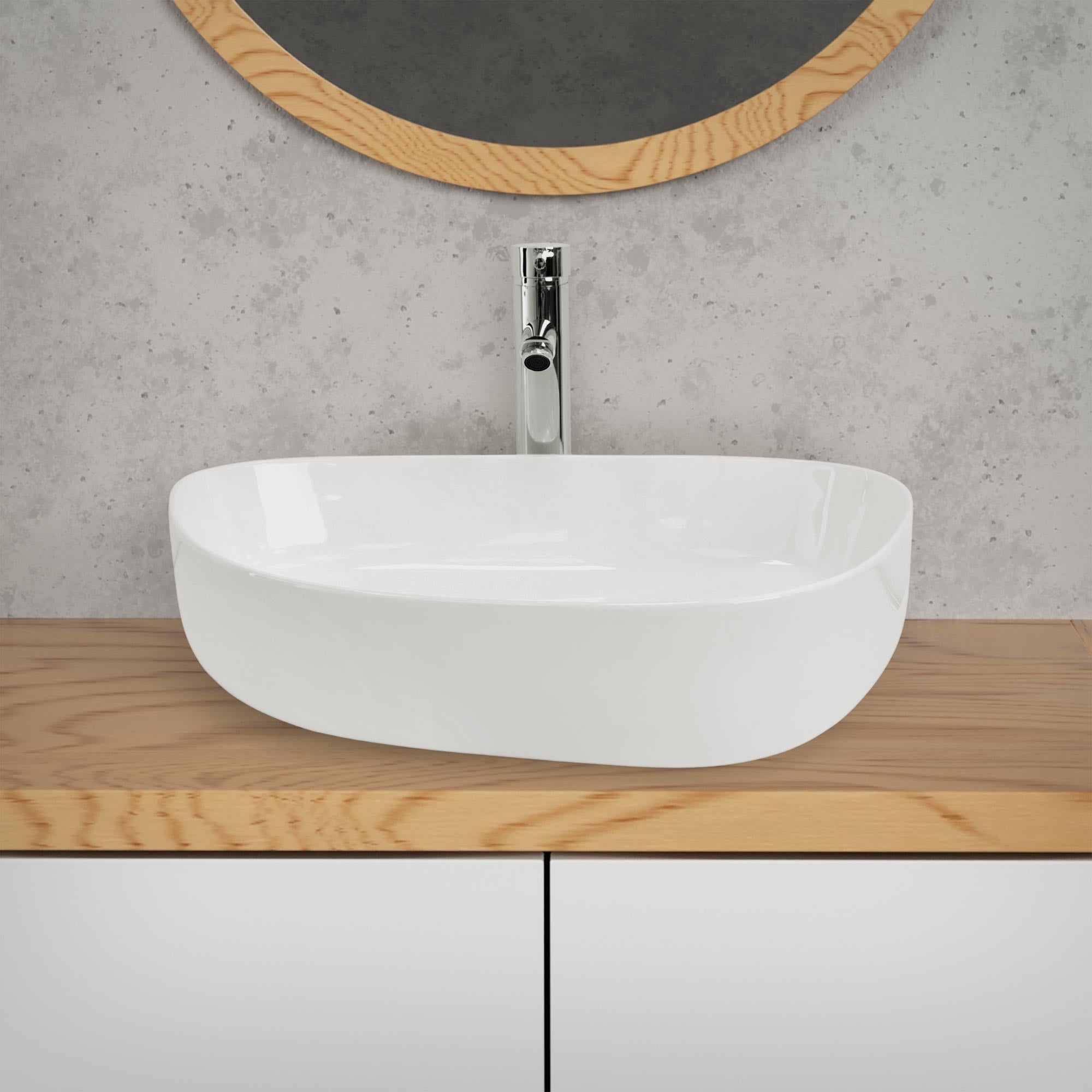 LuxeBath vasque céramique blanche 55x42 cm sans trop-plein