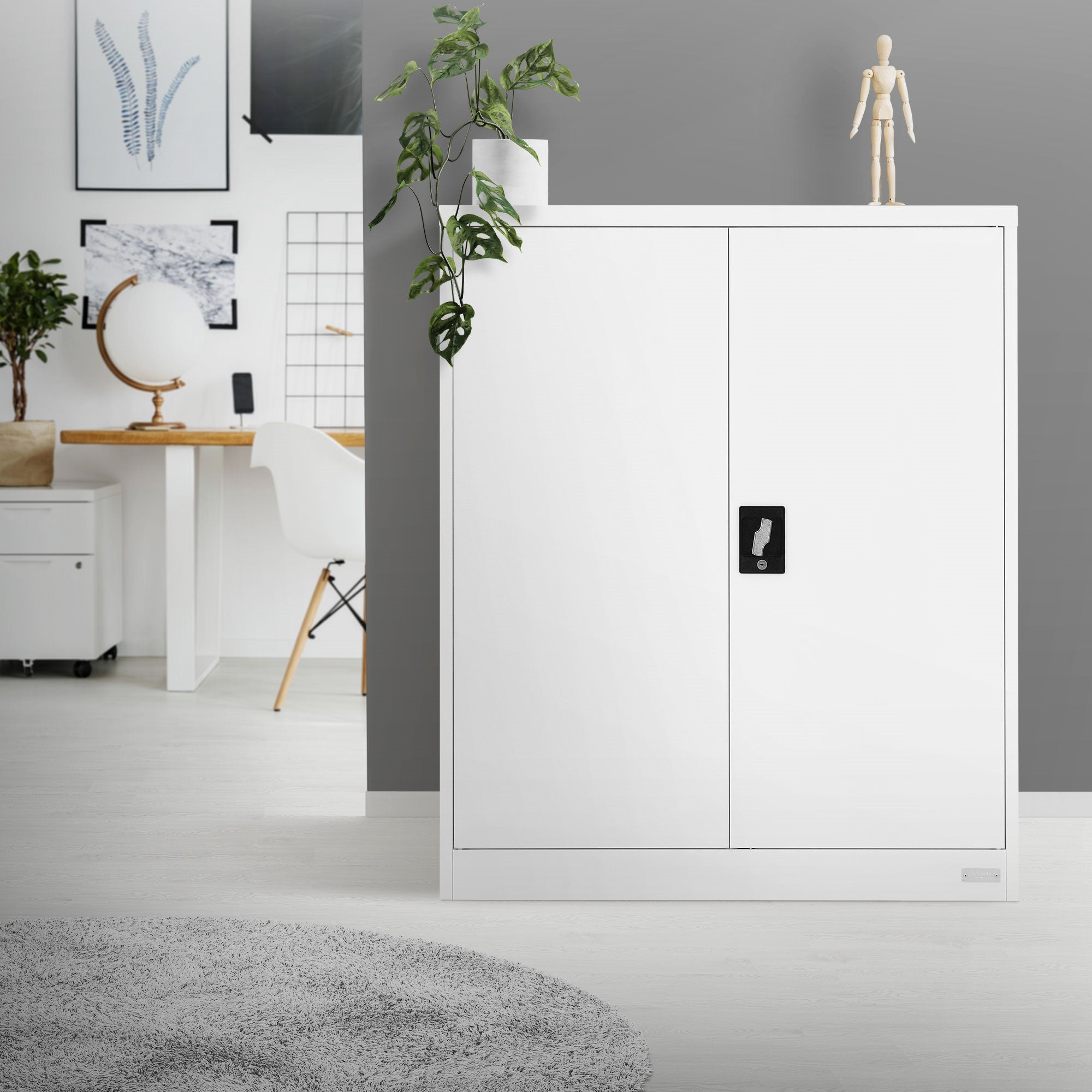 ML-Design 90x40x109 armoire de bureau acier blanc verrouillable