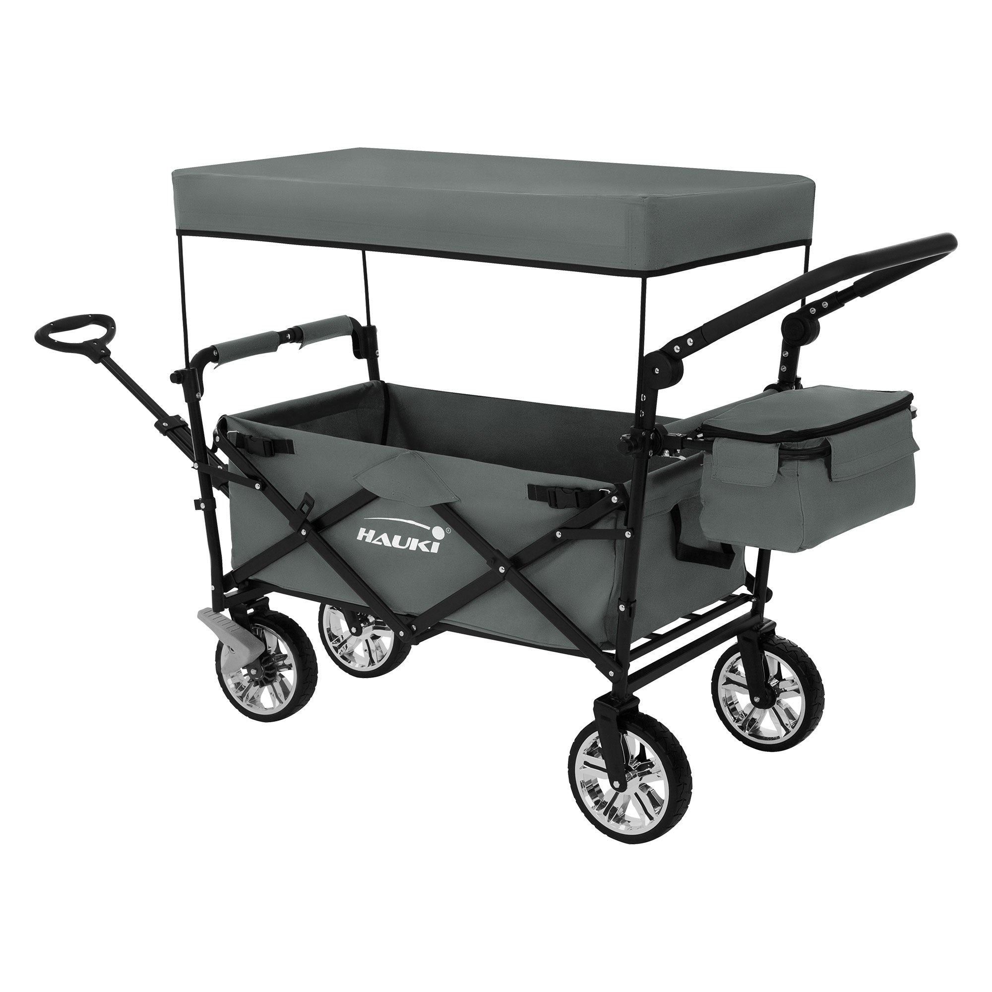 ECD Germany Garten chariot pliable XXL gris toit 120 kg