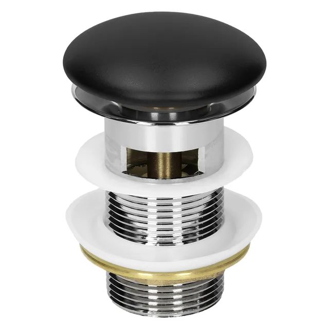 ML-Design Bonde de lavabo avec trop-plein noir mat inox push-open